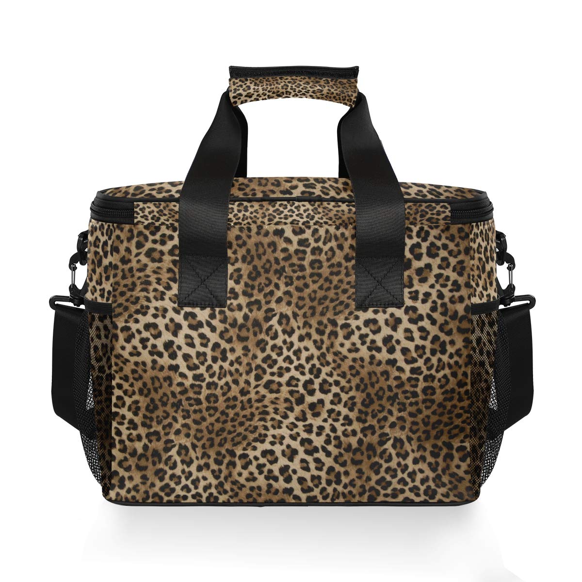 Large Insulated Leopard Print Lunch Bag - 15L Cooler Tote for Women & Men, Reusable Travel Picnic Lunchbox with Ice Pack | Perfect for Work, School, Outdoor & Beach