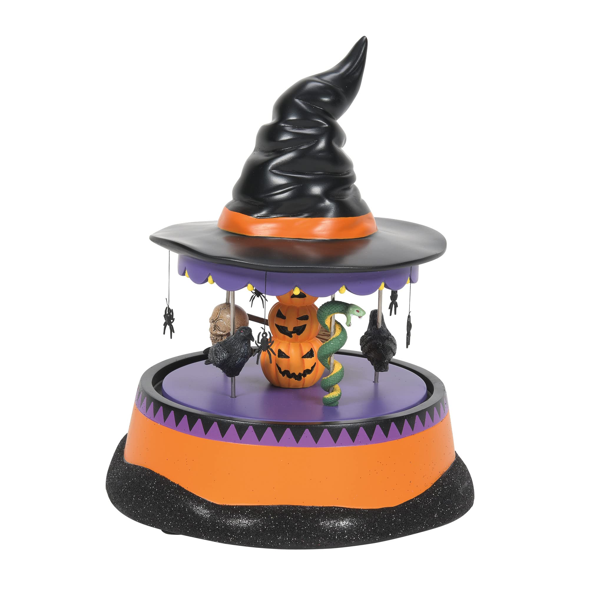 Department 56 Halloween Village Haunted Carousel Rotating Animated Figurine - 6.89 Inch Multicolor Scary Decor for Spooky Home & Office Display