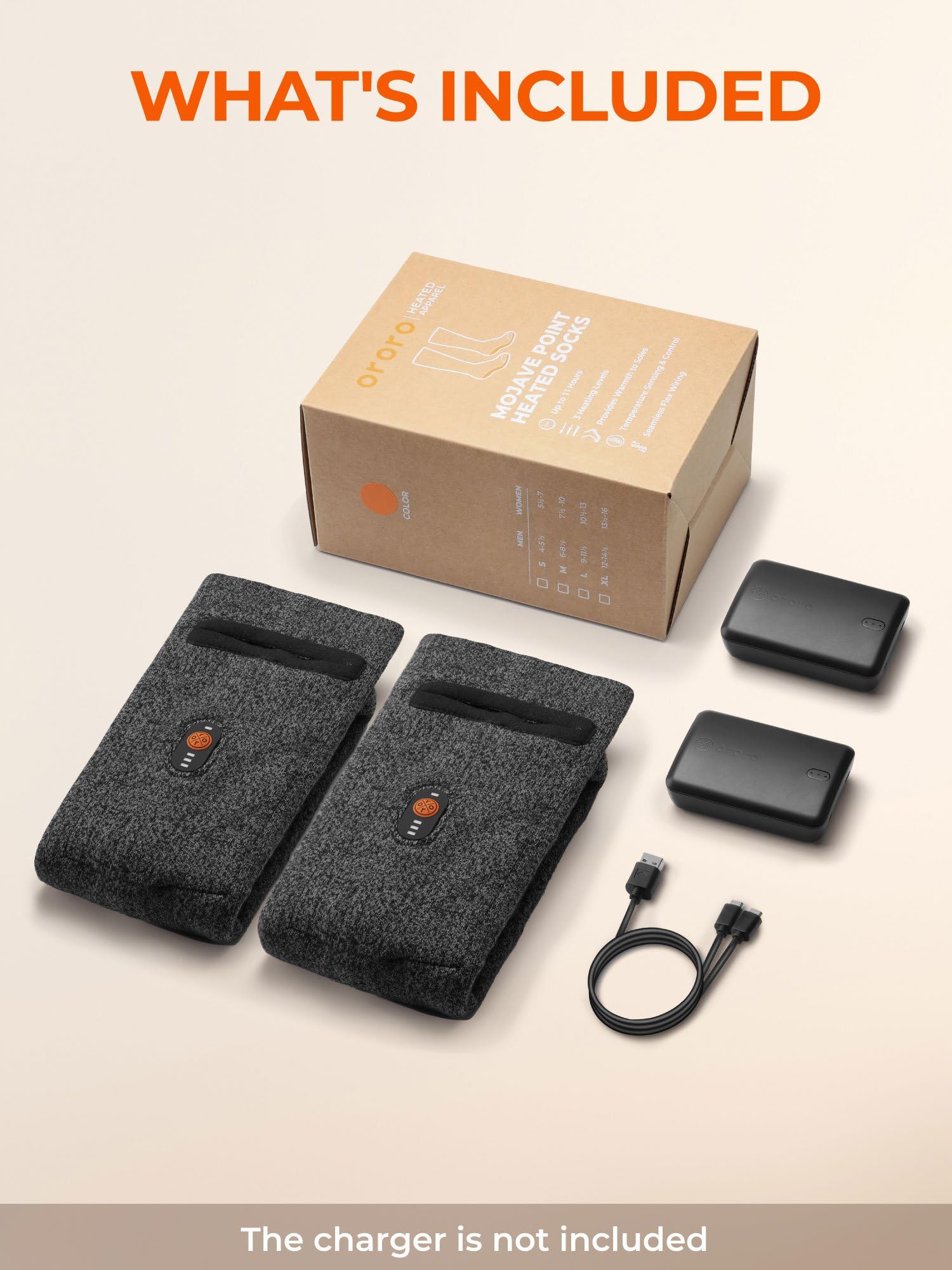 ORORO Upgraded Rechargeable Heated Socks for Men & Women - Electric Warming Socks for Cold Weather, Winter Sports & Outdoor Activities (Charger Not Included)