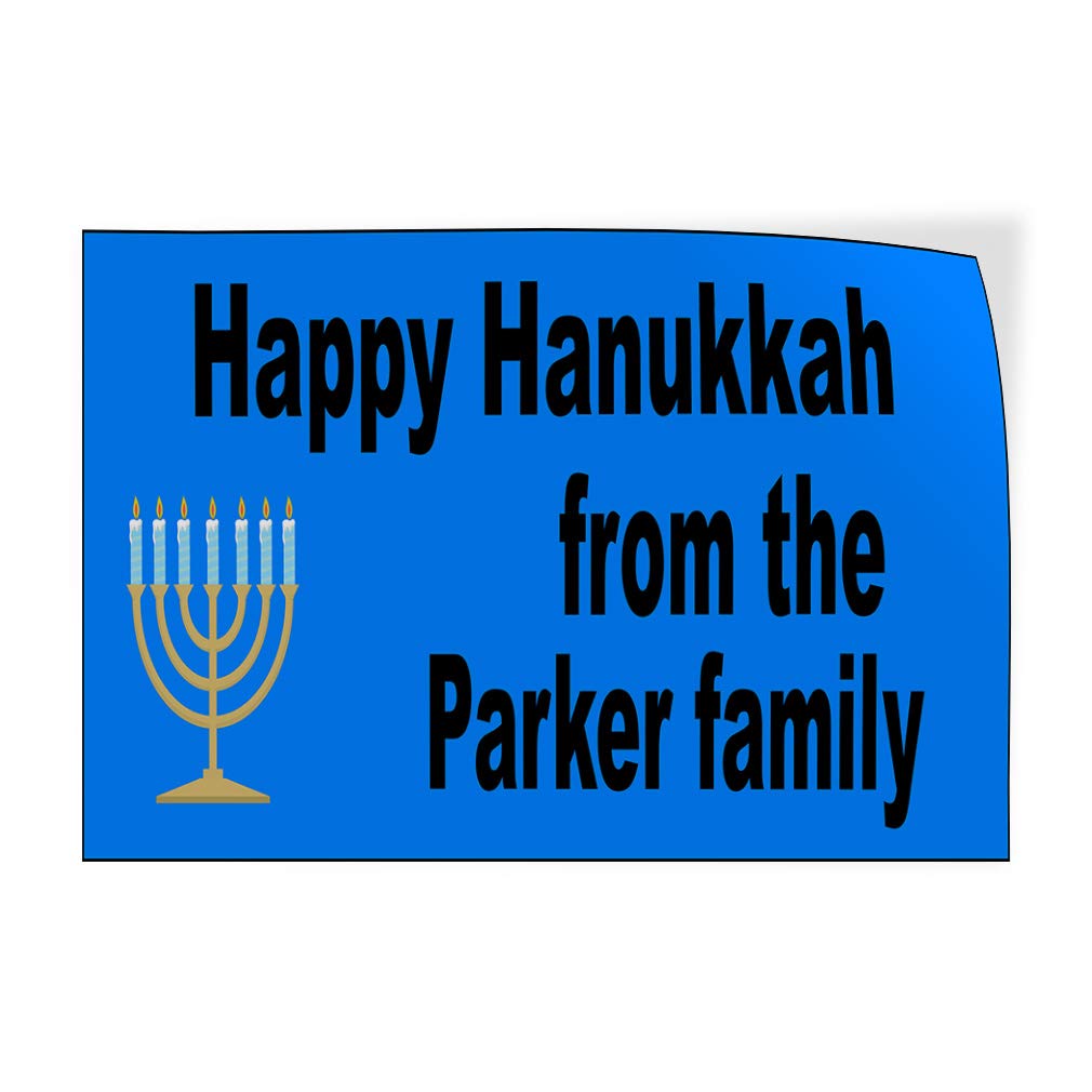 Custom Hanukkah Door Decals - Vinyl Stickers for Holidays & Occasions - Happy Hanukkah Signs from The Name Family - Outdoor & Car Bumper Stickers - 54x36 Inches (Set of 5, Blue) - Perfect for Home Decor, Car Windows & Holiday Gifts
