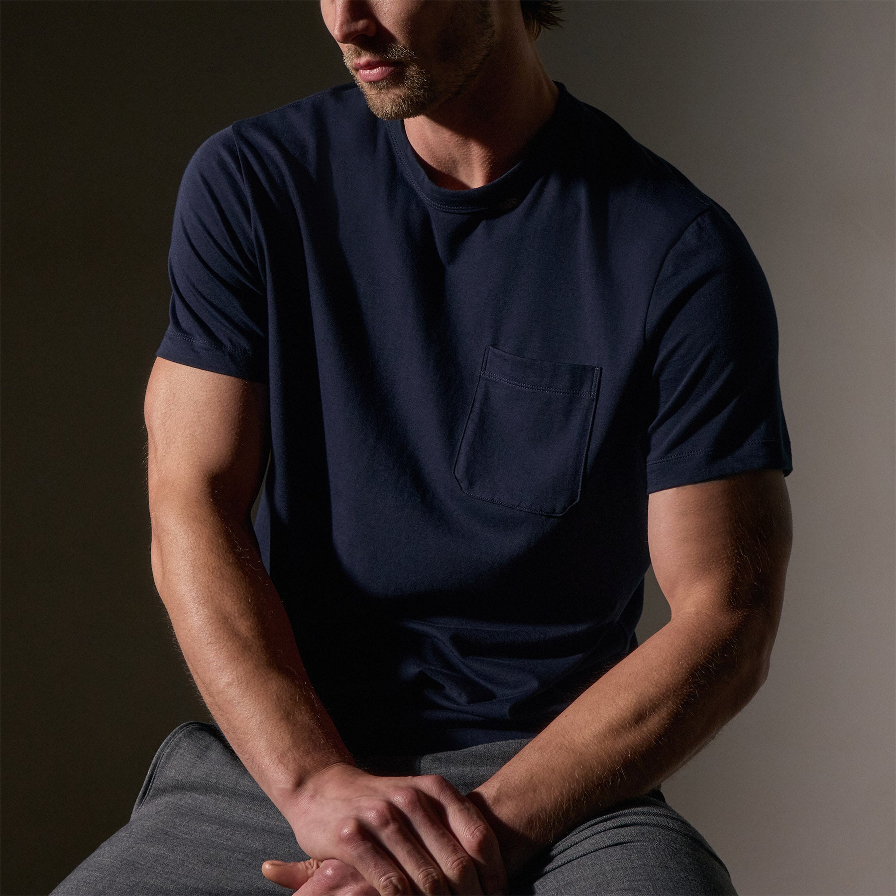 Premium Cotton Linen Blend Pocket T-Shirt for Men - Comfortable Casual Navy Blue Tee - Perfect for Everyday Wear, Weekend Outings & Travel