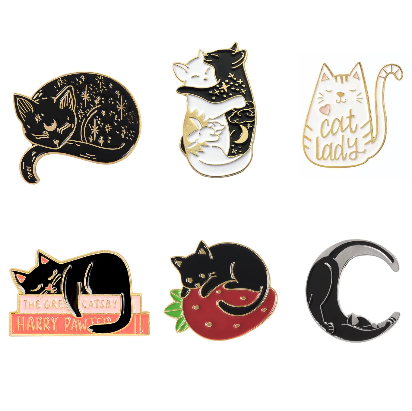 Stylish Cat Hug Book Enamel Brooch Pins for Women & Kids - Cute Cartoon Animal Lapel Pins for Backpacks, Clothing, Bags & Jackets - Perfect Gift for Book Lovers & Cat Enthusiasts