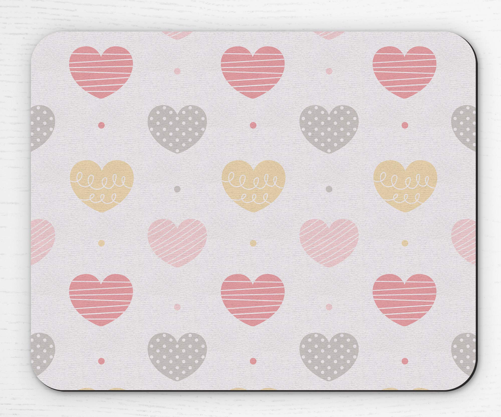 Kids Mouse Pad - Non-Slip Rectangle Desk Mat for Boys & Girls | Office & Study Room Accessories | Cute Pink Hearts Design | Perfect for School, Gaming & Home Computer Use