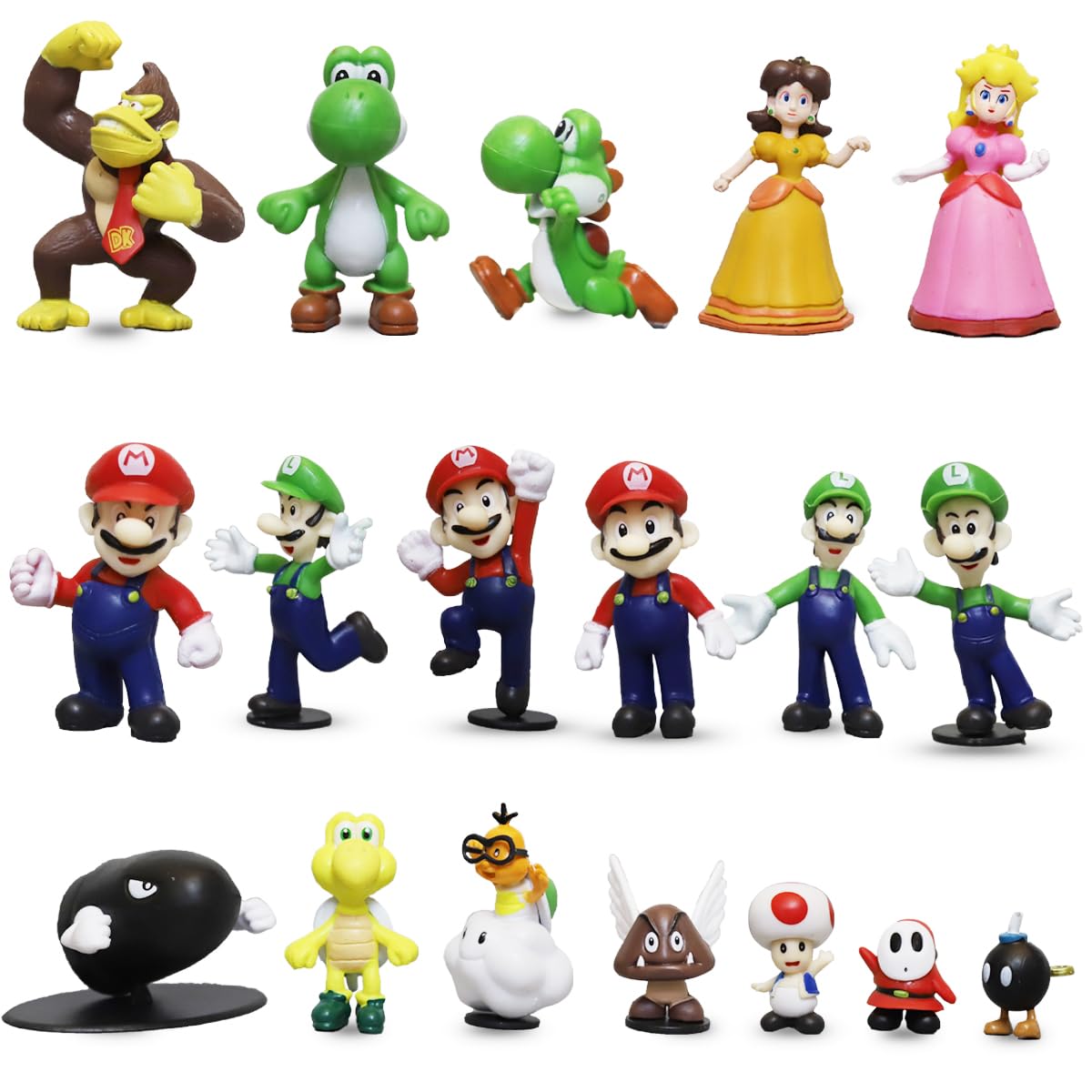 YINGCHENG 18 Pcs Super Mario Action Figure Set - Super Mario Bros & Luigi Collectible Toys for Kids, Perfect for Christmas Gifts, Easter Basket Stuffers, Birthday Presents, Cake Toppers & Home Decor