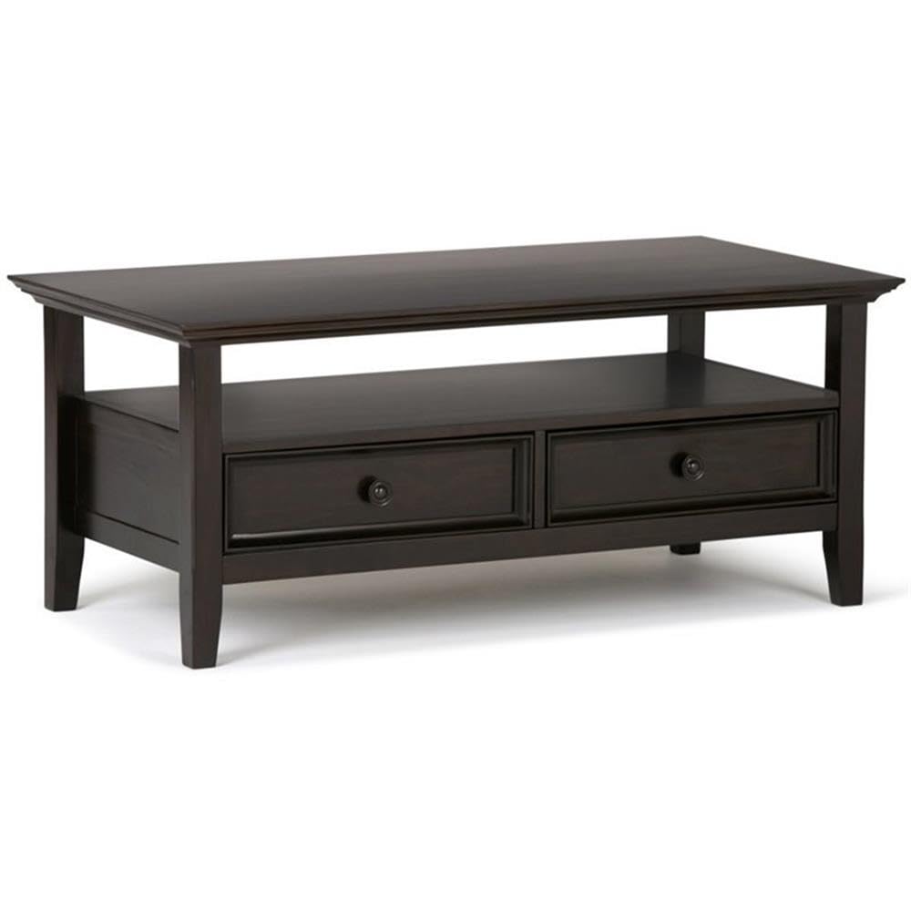 Solid Wood Coffee Table with Drawers - Hickory Brown Finish - Trent Home Rustic Living Room Furniture for Home Decor & Entertainment Spaces