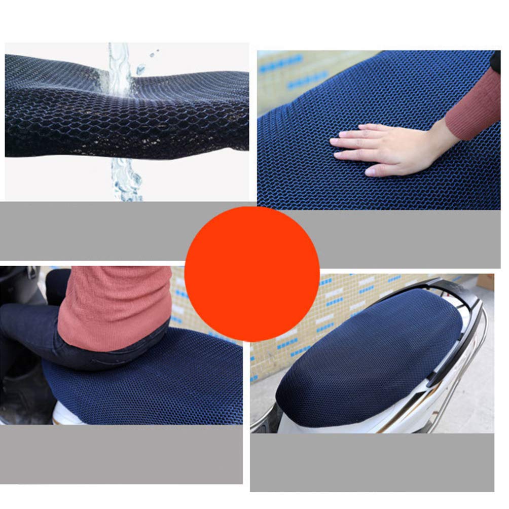 LIOOBO XL Motorcycle Seat Cover - Waterproof Scooter Moped Seat Cushion with Heat Insulation, Elastic Dacron Fabric in Blue - Perfect for Cruisers, Touring Bikes & Daily Commuting