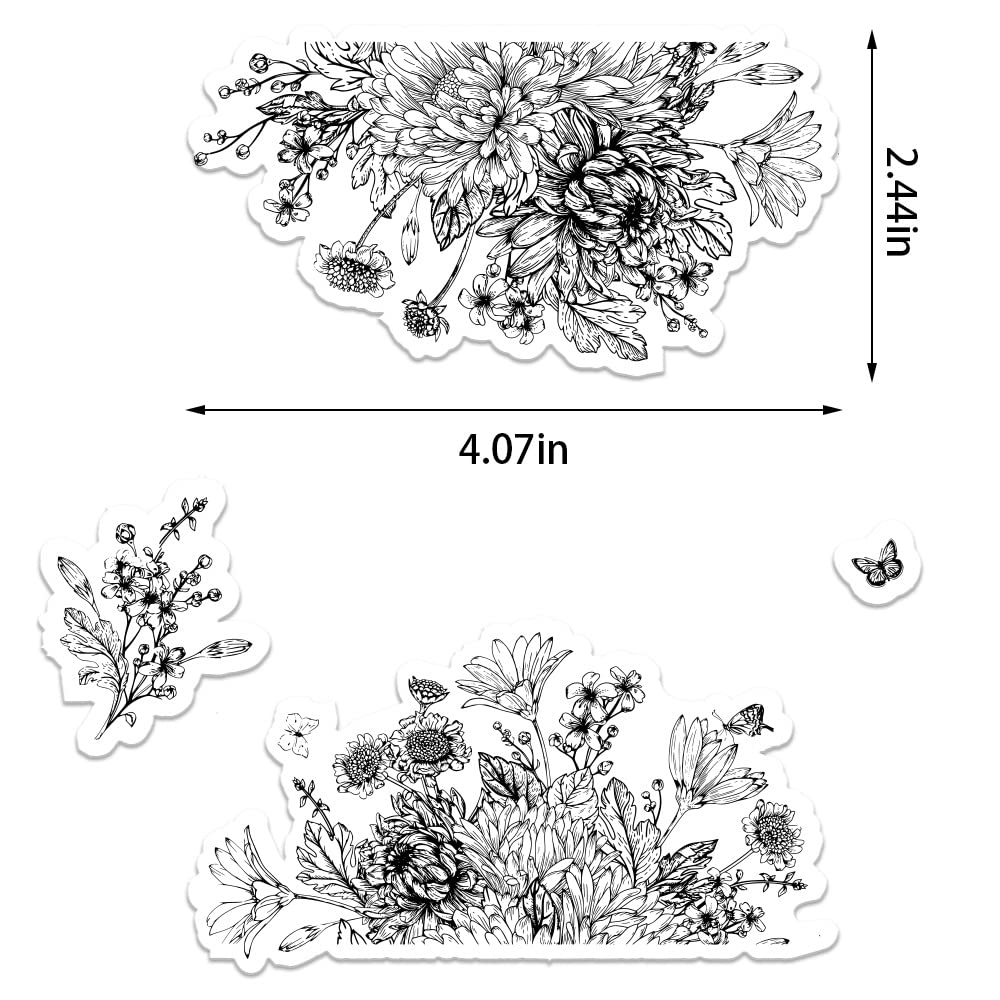 Sunflower Clear Rubber Stamps for Card Making & Scrapbooking - DIY Spring Flower Background Stamps for Bullet Journal, Handmade Crafts & Notebook Decoration - Perfect for Wedding Invitations, Greeting Cards, and Art Journaling