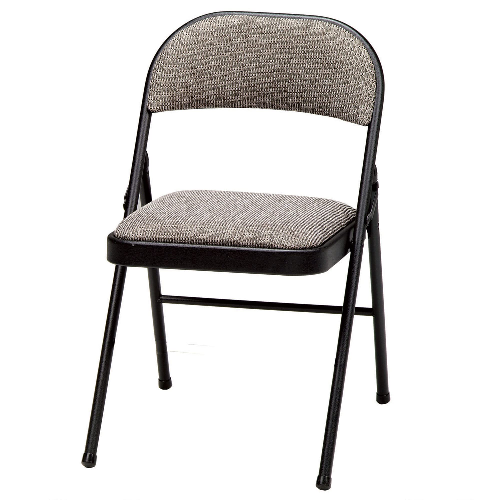 MECO 4 Pack Padded Folding Chairs - Cushioned Metal Fabric Foldable Chairs for Indoor & Outdoor Use, Black - Perfect for Parties, Camping, Picnics & Home Events