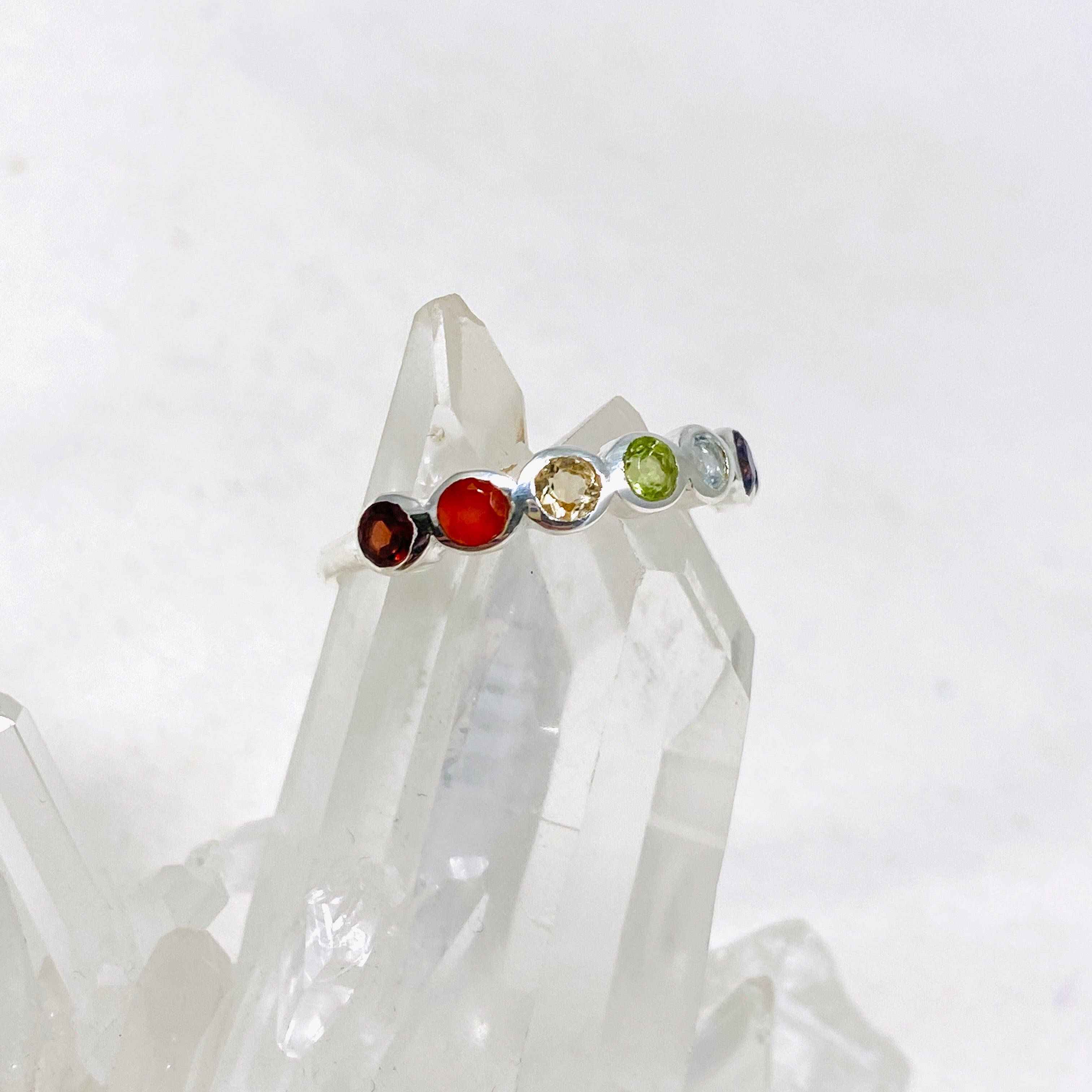 Chakra Ring R4178 - Spiritual Healing Energy Jewelry for Meditation & Yoga | Handmade Adjustable Balance Stone Ring for Women & Men