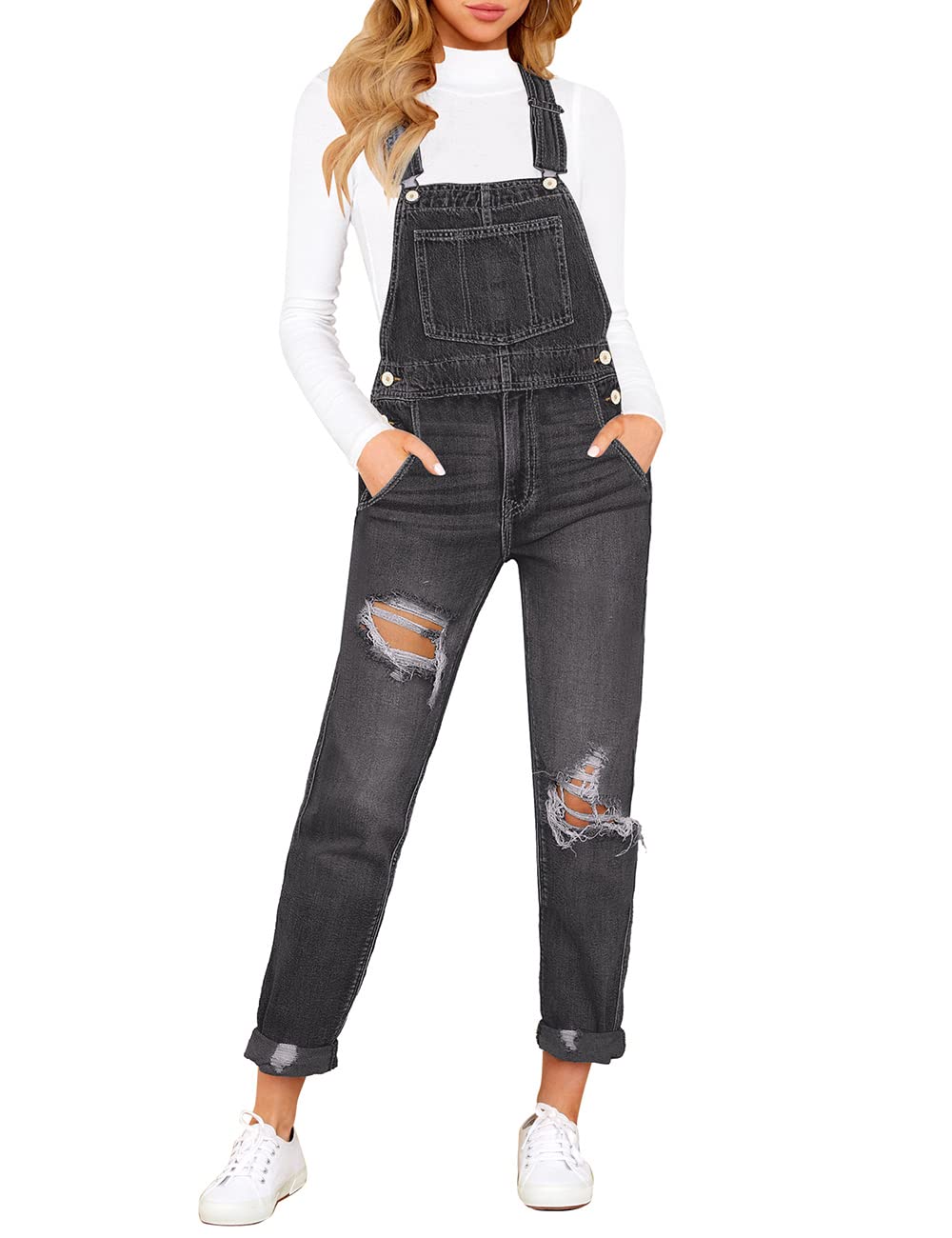 LookbookStore Women's Stretch Denim Overalls - Casual Bib Overalls with Pockets, Comfortable Jumpsuit for Everyday Wear | Perfect for Work, Outdoor Activities & Street Style Fashion
