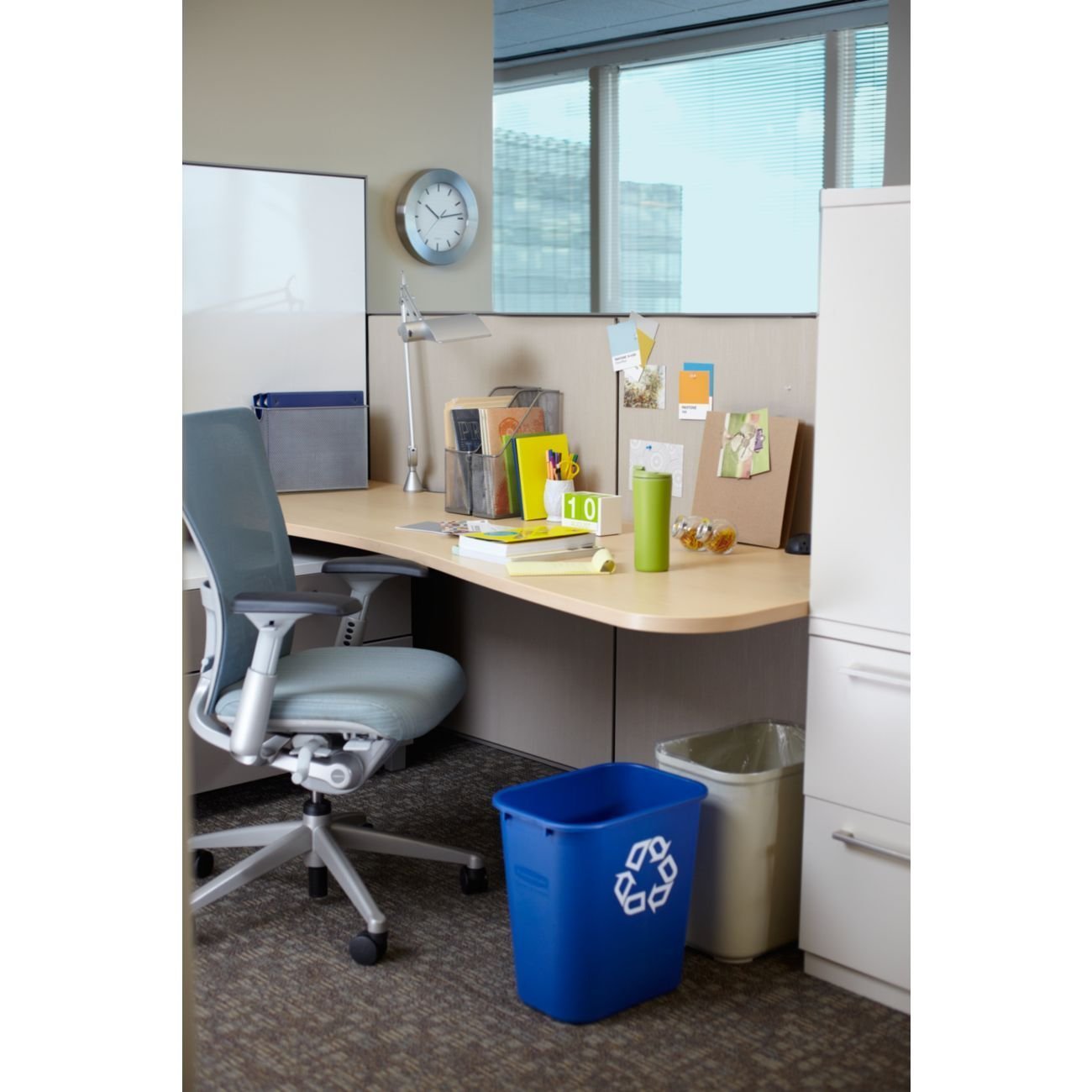 Rubbermaid Commercial Plastic 7-Gallon Trash Can - Heavy Duty Beige Waste Bin for Kitchen, Office, Bathroom (Pack of 2) - Durable & Odor-Resistant Garbage Container for Home & Business Use