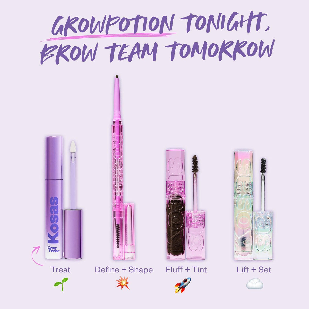Growpotion Fluffy Lash & Brow Growth Serum - Natural Eyelash Enhancer for Longer, Thicker Lashes & Brows | Perfect for Daily Beauty Routine & Special Occasions