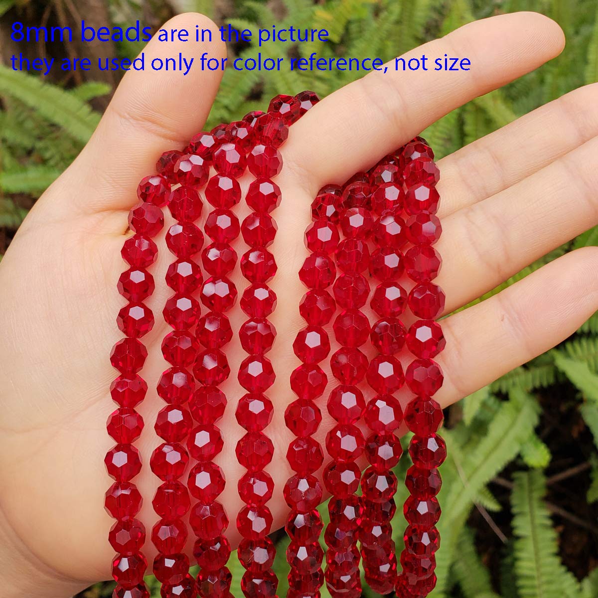 5 Strands Czech 6mm Faceted Round Crystal Glass Loose Beads Spacers Bulk Siam Red (450-475pcs) - DIY Jewelry Making, Bracelets, Necklaces, Earrings & Craft Projects - Perfect for Beading, Gift Making & Home Decor