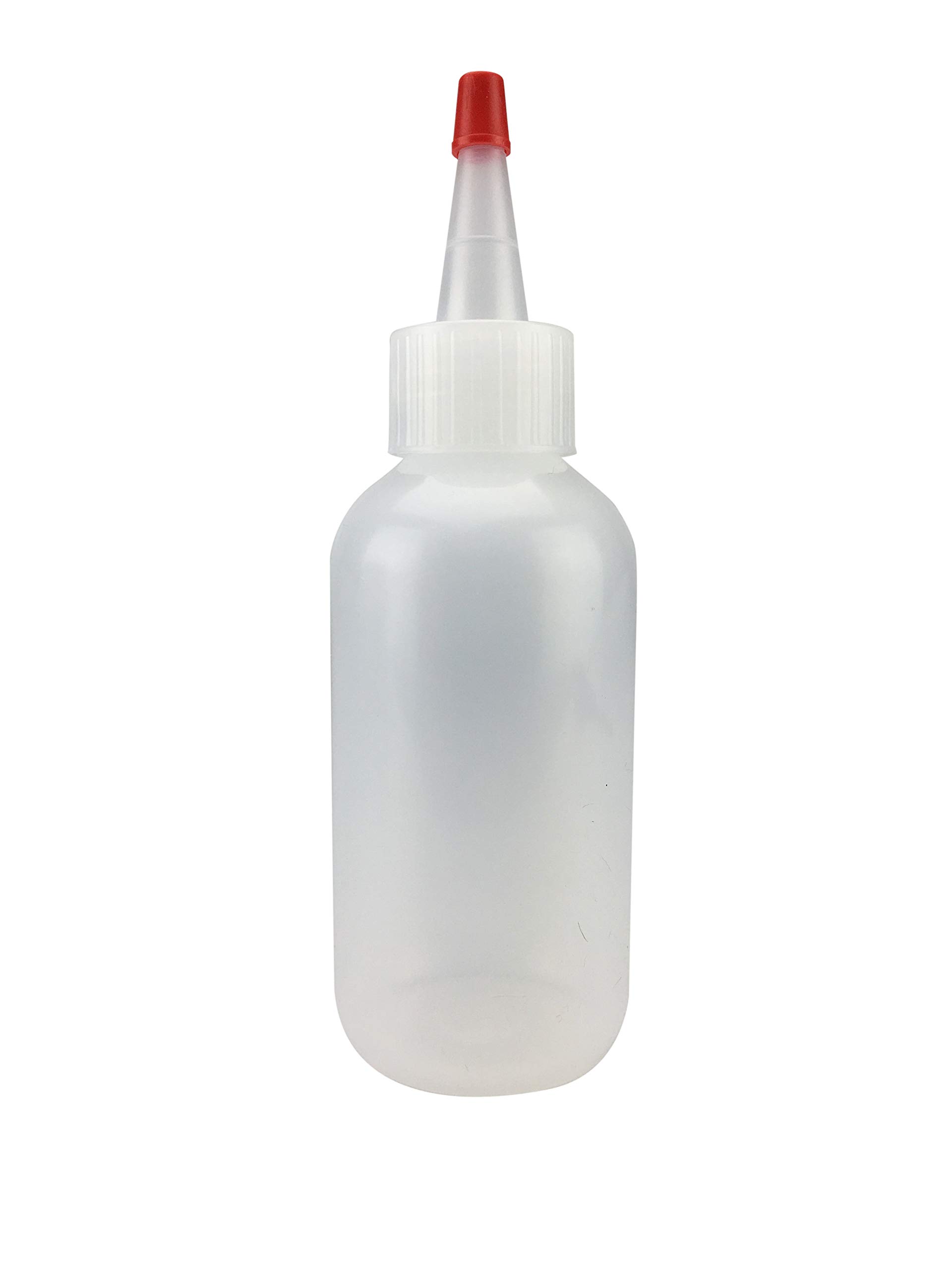 Hobbyland 4oz LDPE Plastic Squeeze Bottles with Yorker Spout & Red Caps - 6 Pack Boston Round Bottles for Kitchen, Crafts, Hair Dye & DIY Projects (24/410 Neck, 0.30 Hole Tips)