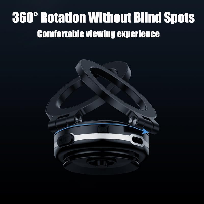 360° Rotatable Electric Vacuum Magnetic Car Phone Mount Holder - Strong Suction Cup & Foldable Design for iPhone, Samsung, GPS - Perfect for Driving, Navigation, Rideshare & Road Trips (Silver)