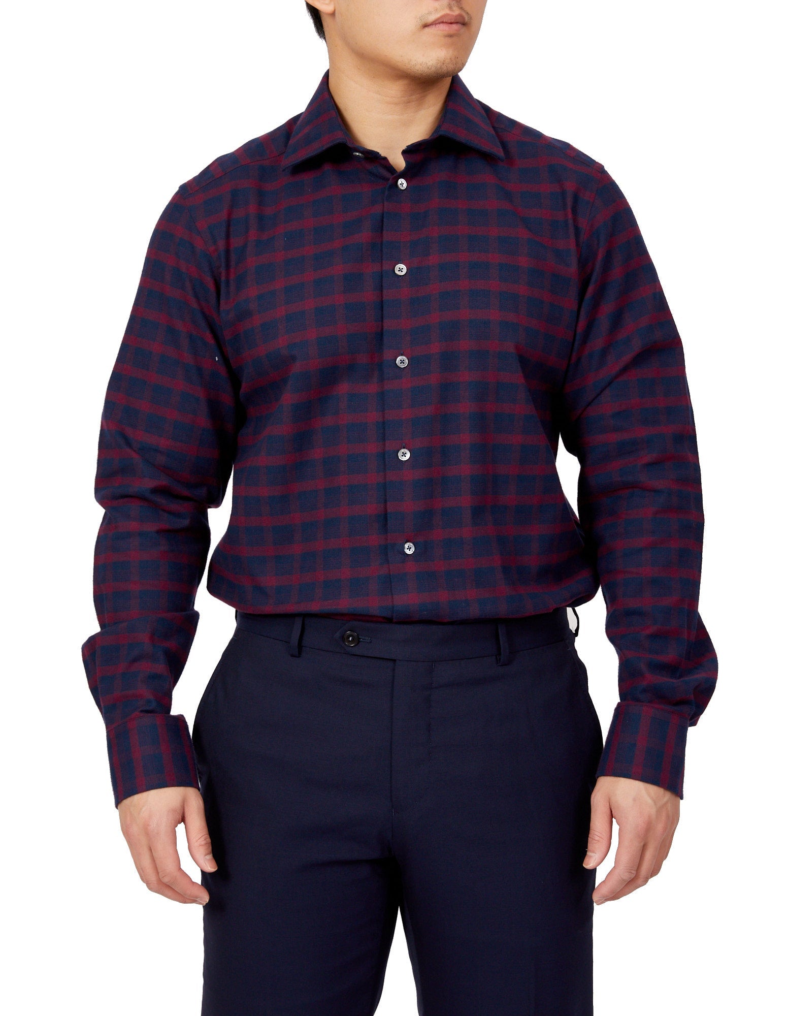 HENRY SARTORIAL Men's Red Plaid Flannel Shirt - Soft Cotton Button Down for Casual Wear, Outdoor Activities & Fall Fashion