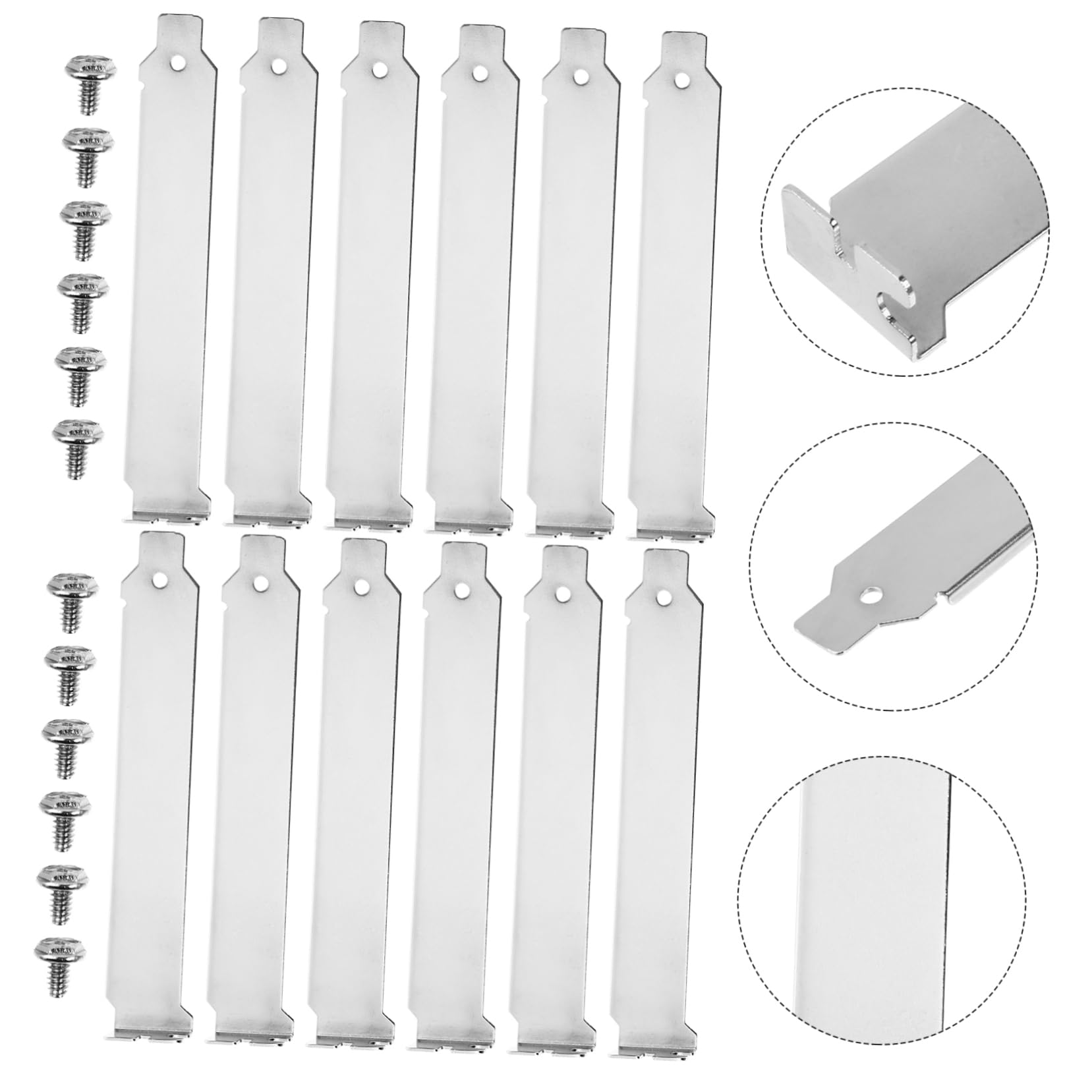 UKCOCO 60 Pcs PCI Slot Covers, GPU Support Bracket, Computer Case Screws & Stands - Metal Blank Accessories for PC Build, Gaming Rig Setup, and RGB Computer Case Modding
