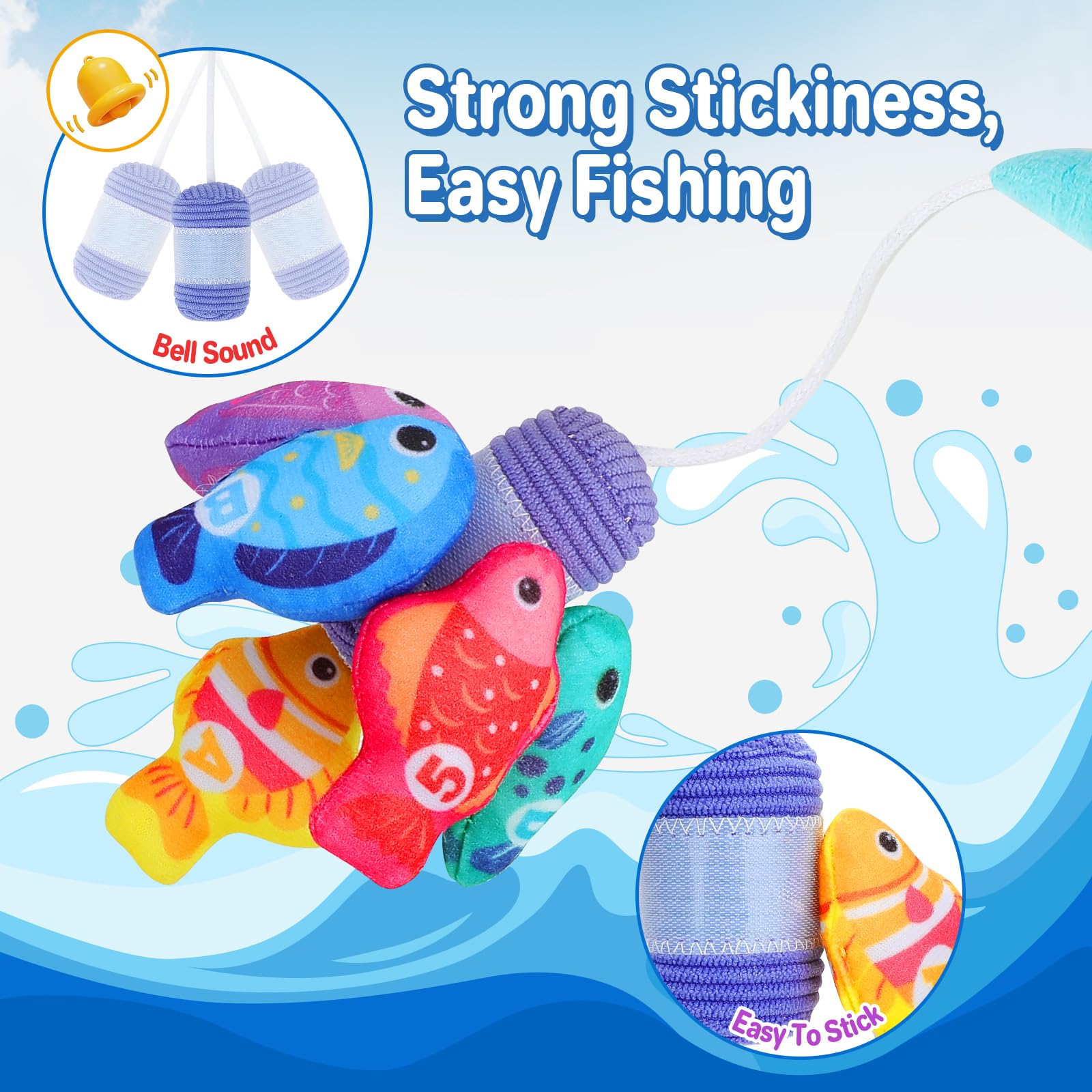 Montessori Toys for 1-2 Year Olds - 23pcs Cloth Fishing Game with Stacking Cups | Learning & Sorting Toys for Toddlers | Perfect Birthday Gift for Babies