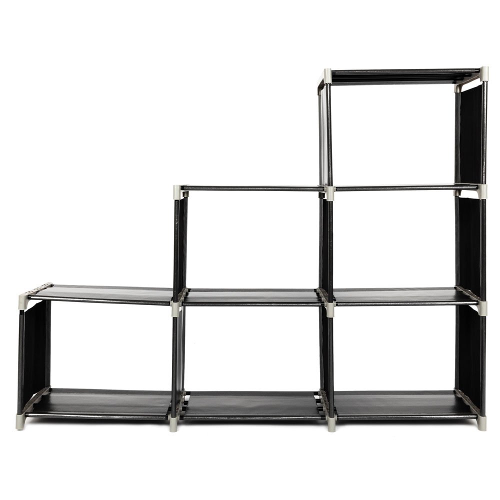 Multifunctional 3-Tier 6-Cube Storage Shelf Organizer - Modular Closet & Bookshelf Organizer for Home, Office, Kids Room - Black (Perfect for Bedroom, Living Room & Dorm Organization)