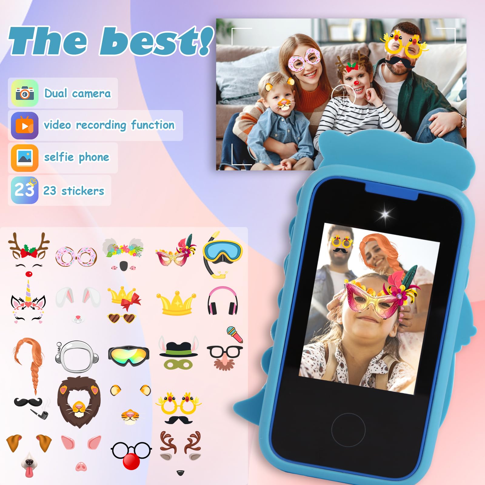 Educational Touchscreen Smartphone Toy for Kids Ages 3-12 - Interactive Learning Phone with 8GB SD Card | Perfect Dinosaur-Themed Birthday & Christmas Gift for Girls | Pretend Play, Early STEM Development & Role-Playing Scenarios