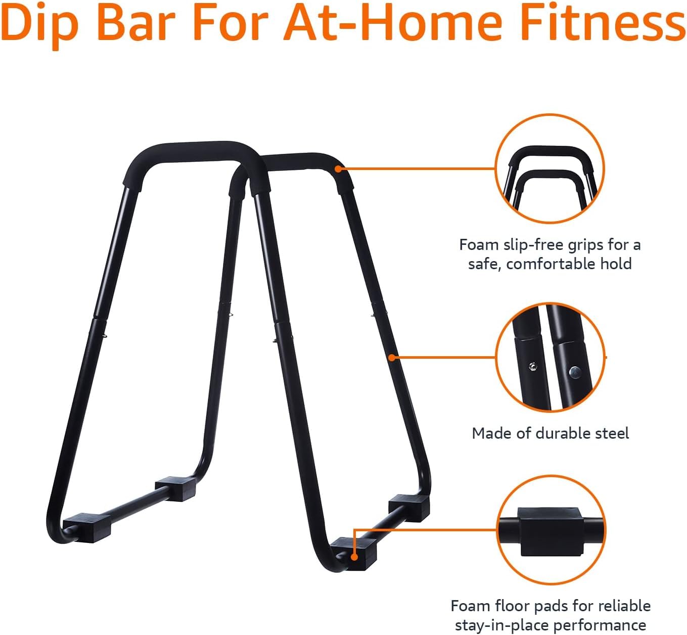 Black Dip Bar Stand for Strength Training & Calisthenics - Portable Fitness Station for Home Gym, Outdoor Workouts & CrossFit Training