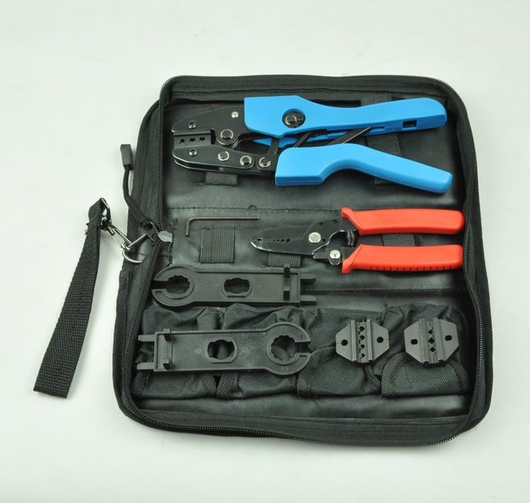 AN-K2546B Professional Fiber Optic Tool Kit with Crimping Tool, Stripper, Dies & Solar PV Tools - Perfect for Network Installations & Solar Panel Maintenance