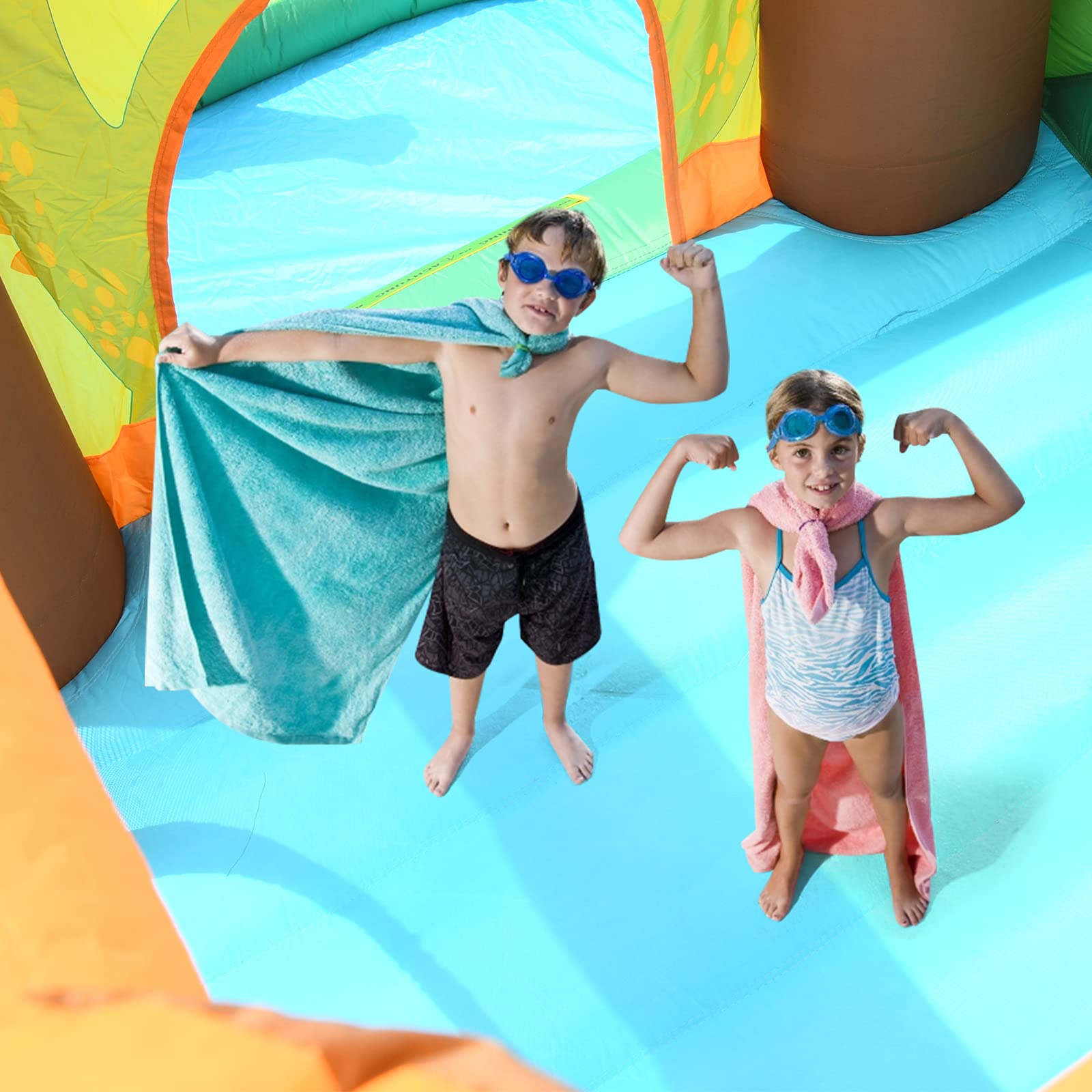 HONEY JOY Giant Inflatable Bouncy Water Slide - 6-in-1 Outdoor Water Park with Pool & Ball Pit for Kids & Adults | Summer Backyard Party, Birthday Celebration, Family Fun Activity