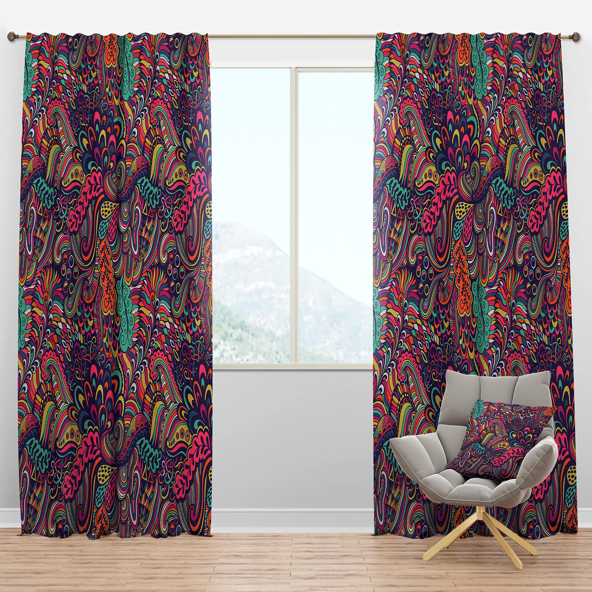 Blackout Curtains with Abstract Floral Texture - Thermal Insulated Room Darkening Drapes for Bedroom & Living Room (52x95, Single Panel) - Perfect for Home Theater, Nursery & Light Sleepers