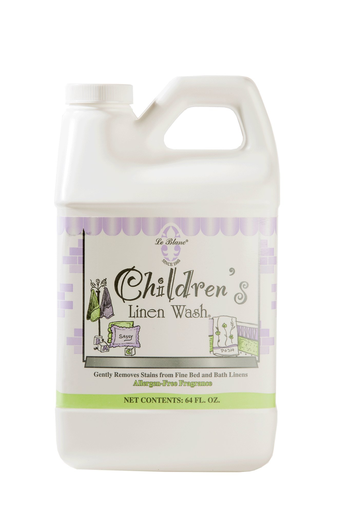 Le Blanc® Kids Linen Wash - 64 FL. OZ. (1.89L) Hypoallergenic Laundry Detergent, 6-Pack for Baby Clothes, Bedding & Delicate Fabrics - Gentle on Sensitive Skin, Perfect for Nursery, Daycare & Travel Use