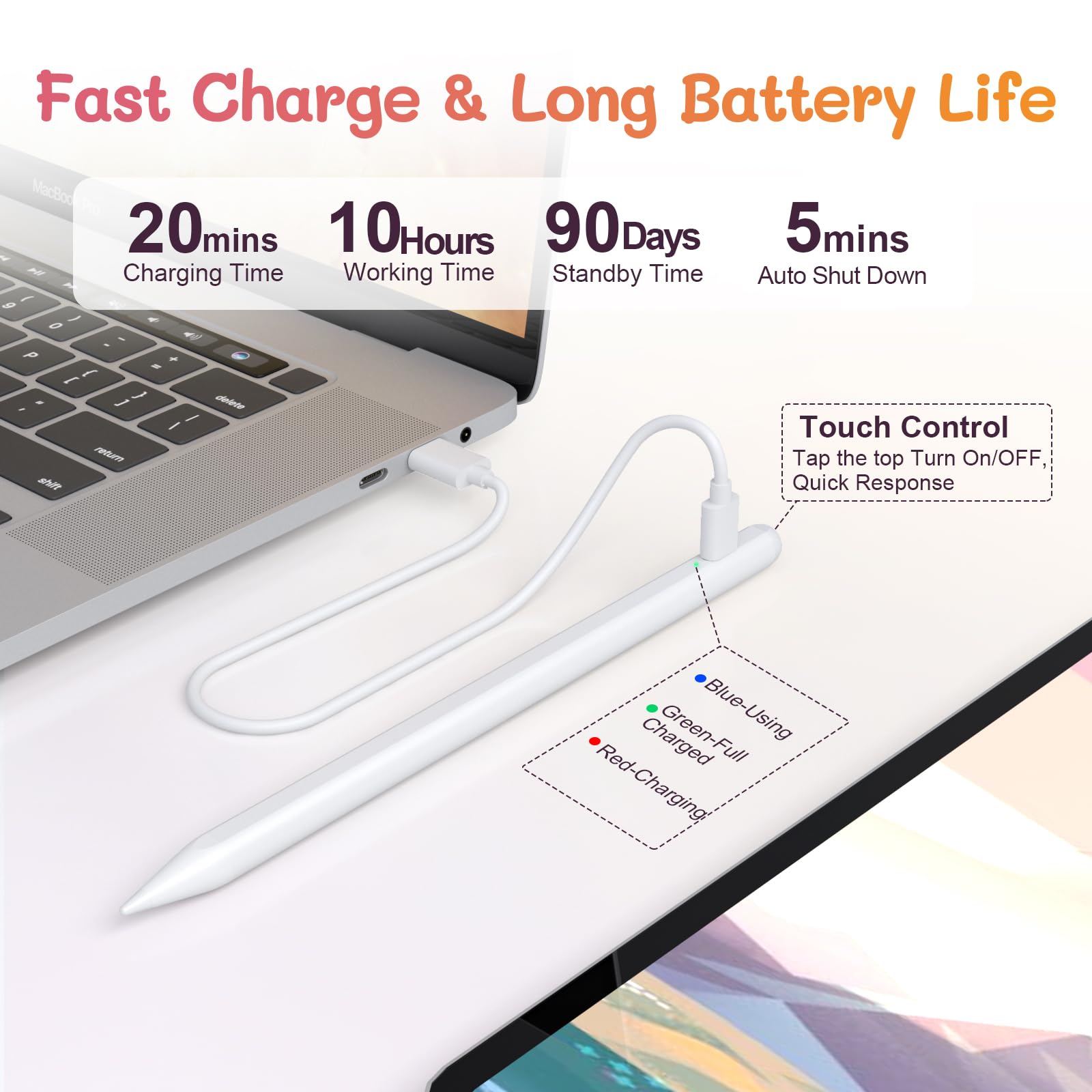 Apple Pencil Alternative for iPad (2018-2023) - Magnetic Stylus Pen with Palm Rejection & High Precision, Compatible with iPad 6th-10th Gen, iPad Pro 11