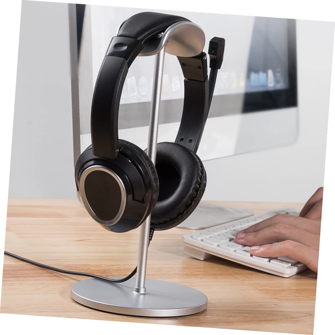 IMIKEYA 2-Pack Mini Headphone Stand - Durable Gaming Desk Headset Holder with Phone Stand | Perfect for Gaming Setup, Office & Home Organization