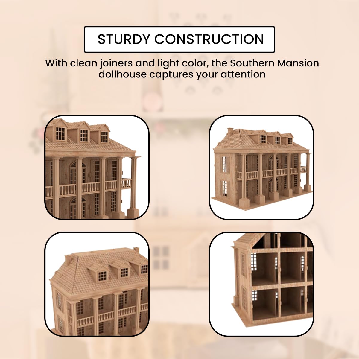 3D Wooden Puzzle DIY Doll House Kit - Historic Southern USA Tiny House Model - Premium Baltic Birch Wood Craft Kit for Family, School & Hobby | Perfect for Home Decor, Educational Projects & Creative Gifts