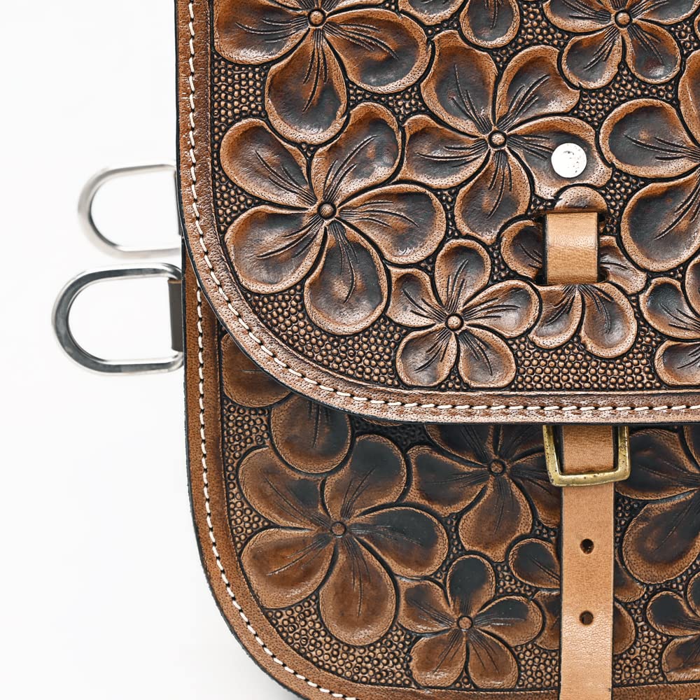 HILASON Genuine Soft Leather Western Horse Saddle Bag - Adjustable Brown Equestrian Saddlebag for Trail Riding & Horse Shows | Durable Riding Accessory for Cowboys & Equestrians