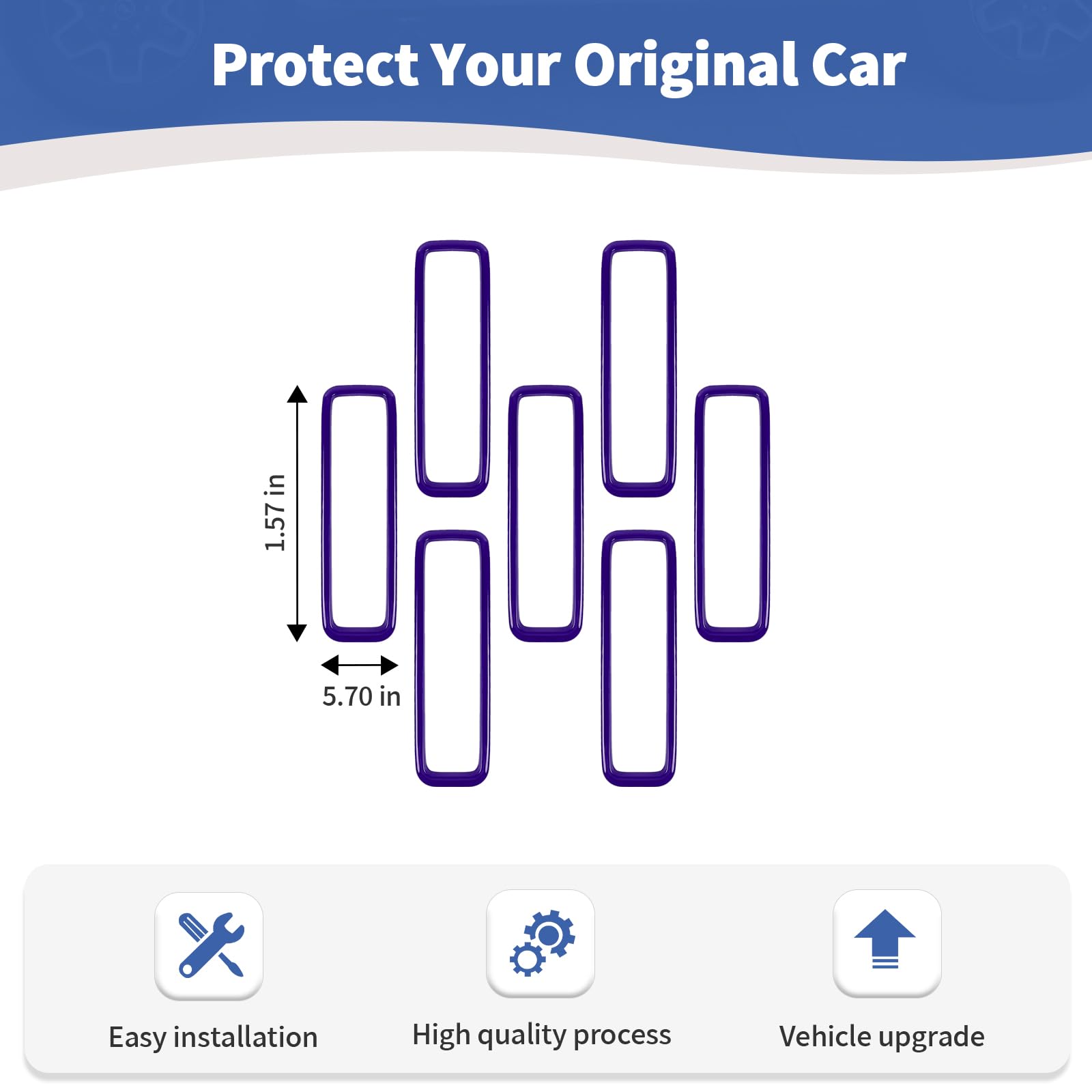 Jeep Wrangler JL JLU & Gladiator JT Hood Vents Cover Trim (2018-2024) - Purple Exterior Accessories (7-Piece Set) | Durable & Stylish Upgrade for Off-Road Adventures & Custom Jeep Mods