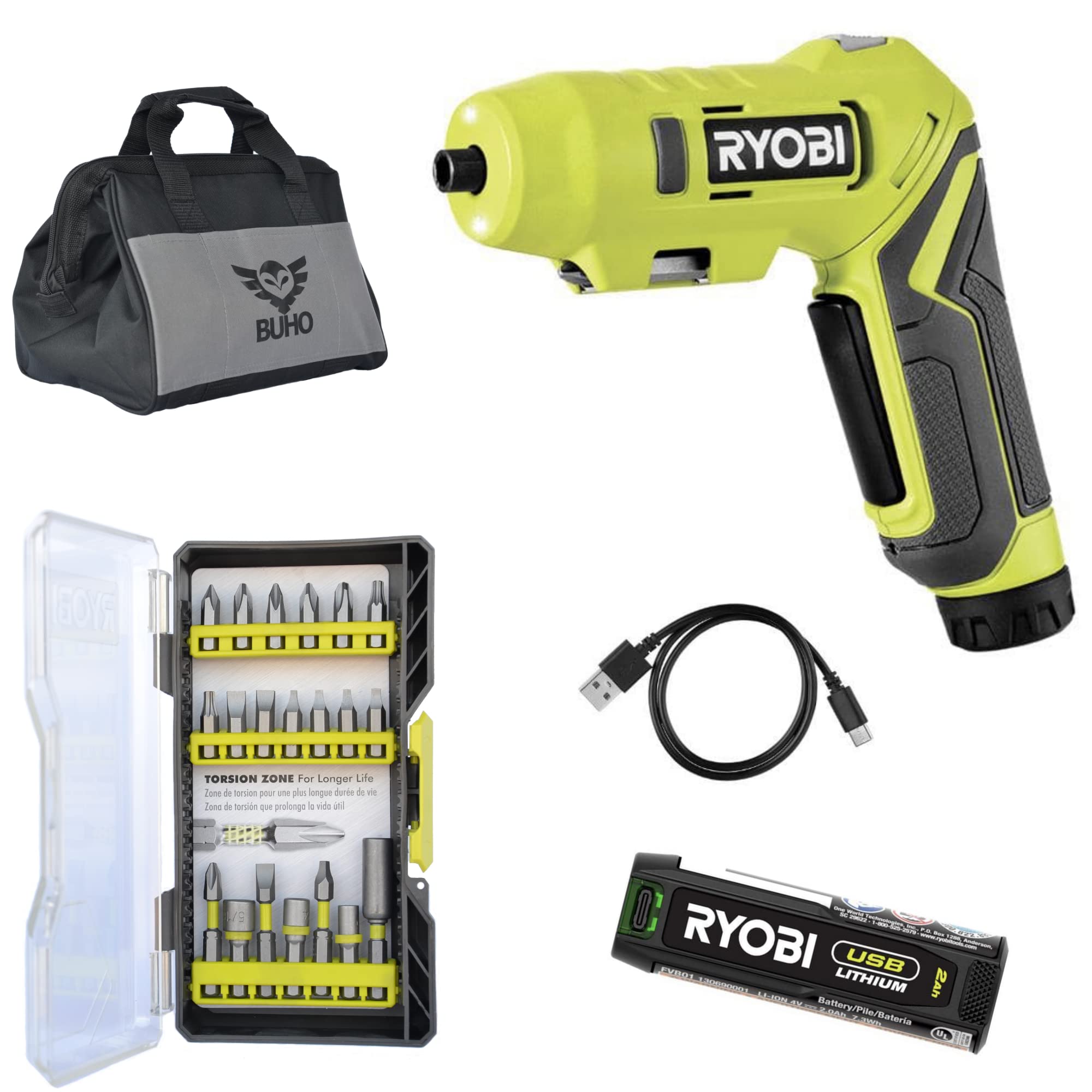 USB Rechargeable Cordless Screwdriver Kit - 4V 2.0Ah Lithium-ion Battery, 16-Piece Drill Bit Set & 16