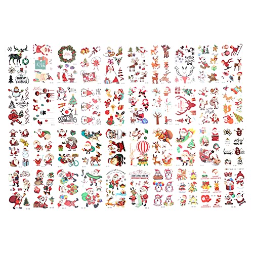 Christmas Temporary Tattoo Stickers - Safe & Eco-Friendly Cartoon Cute Designs for Kids & Adults | Perfect for Holiday Parties, Outdoor Activities & Festive Home Decor