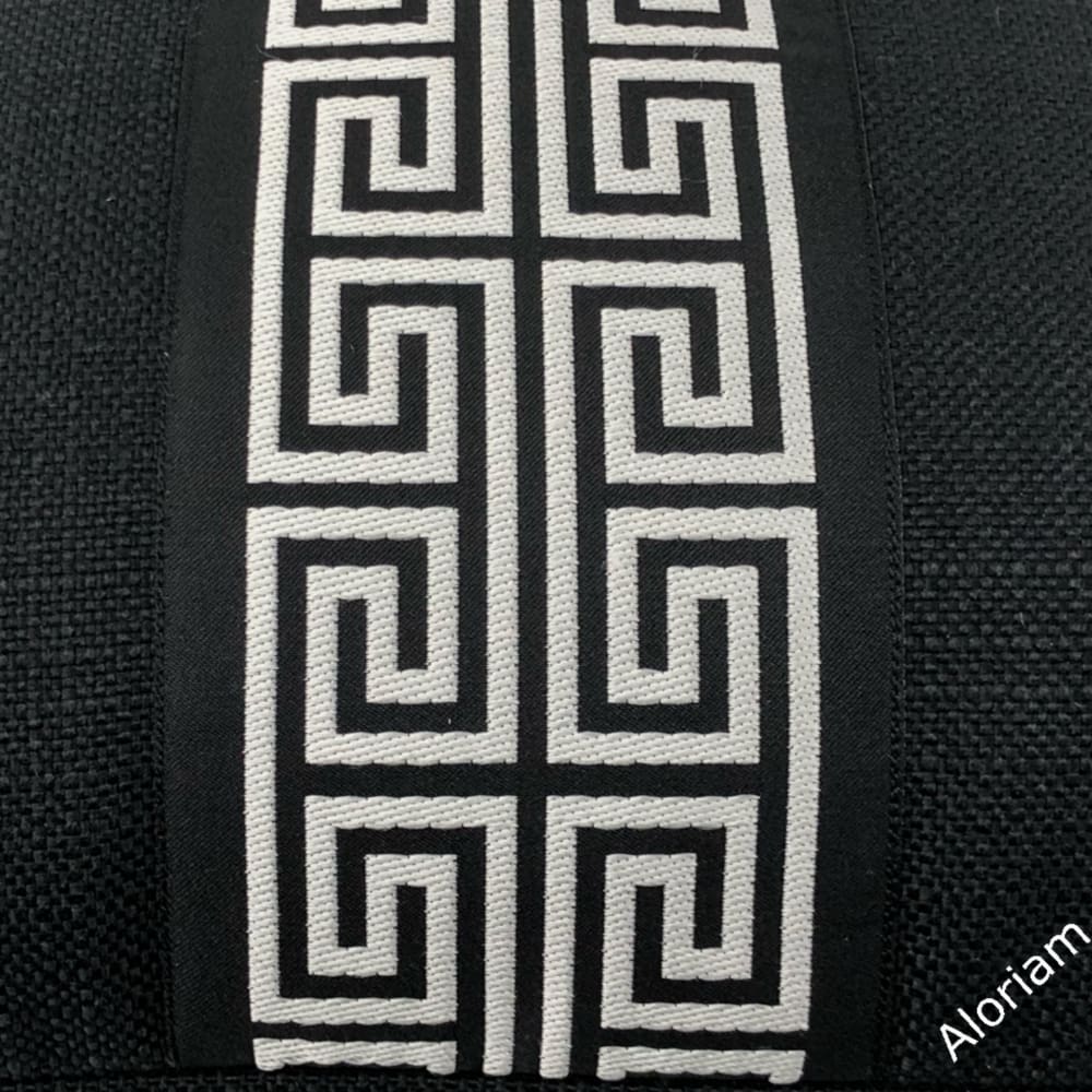 Titan Black & White Greek Key Trim Pillow Cover - Elegant Decorative Throw Pillow Case for Sofa, Bed & Home Decor