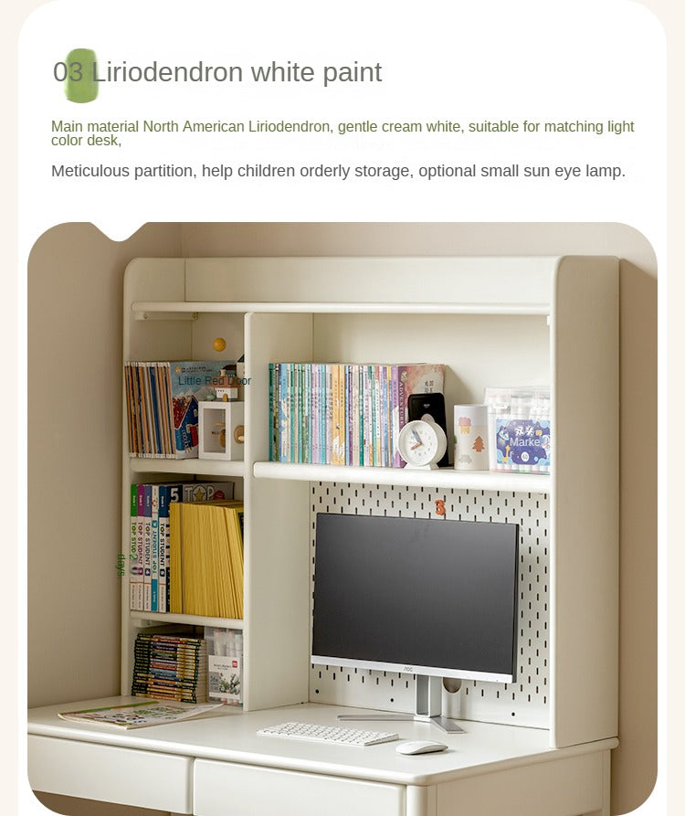 Solid Wood Study Desk with Shelf - Beech & Oak Wooden Writing Desk for Home Office, Study Room, or Library - Durable & Stylish Workspace Solution