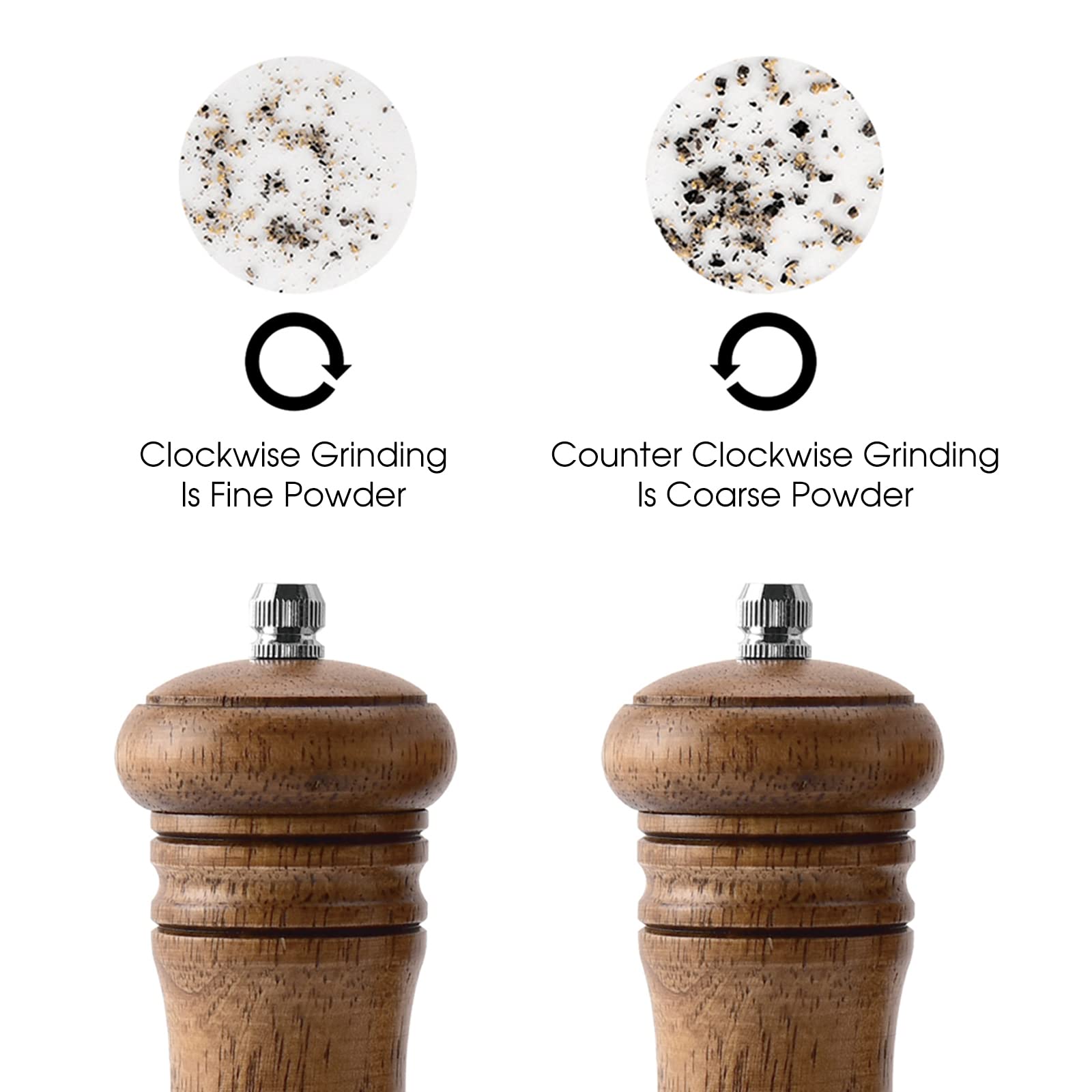 Premium Wooden Salt and Pepper Grinder Set - 6.5