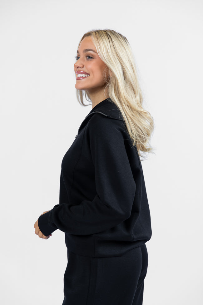 Black Quarter Zip Knit Pullover for Men & Women | Cozy Winter Layering & Casual Outfits | FINAL SALE