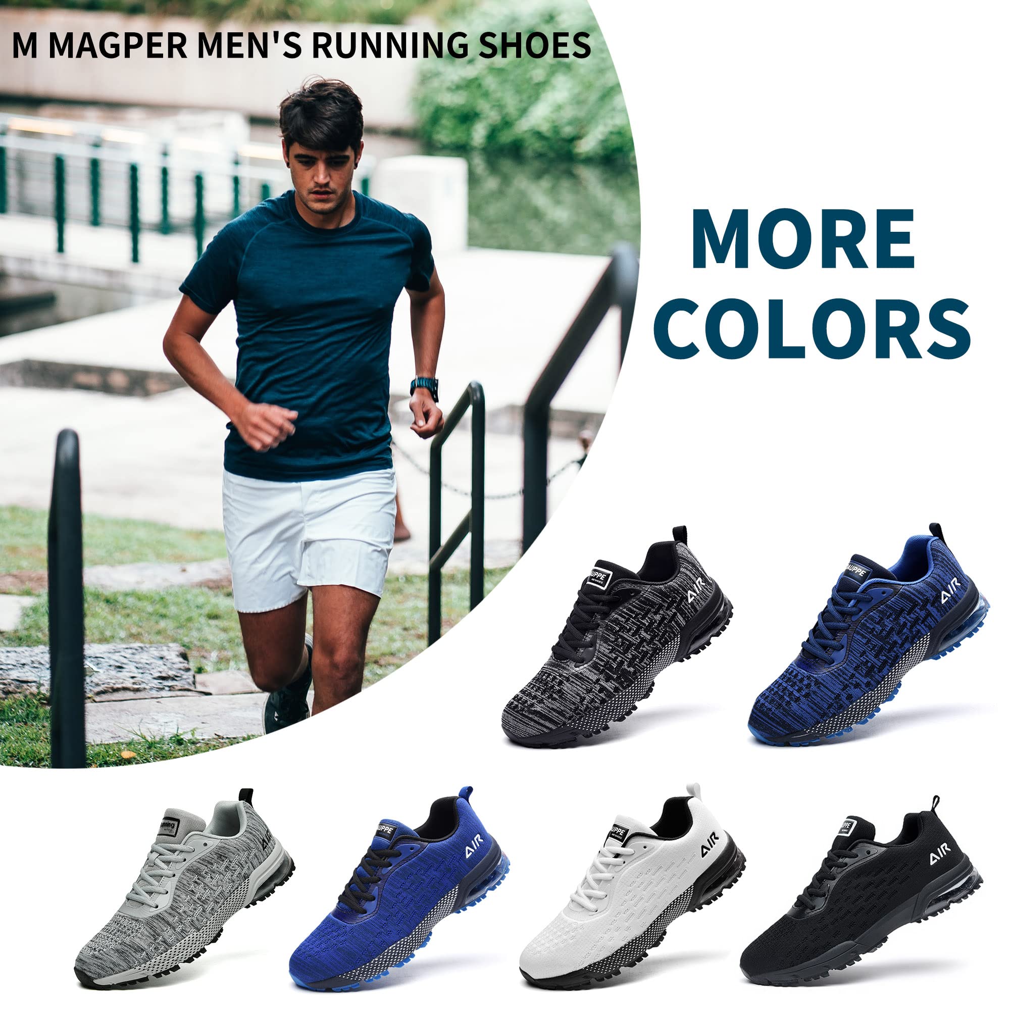 M MAGPER Men's Air Running Shoes - Lightweight Athletic Sneakers for Walking, Jogging, Tennis | Non-Slip Comfortable Design | US Sizes 7-12.5 D(M) | Perfect for Gym Workouts, Daily Training & Outdoor Activities