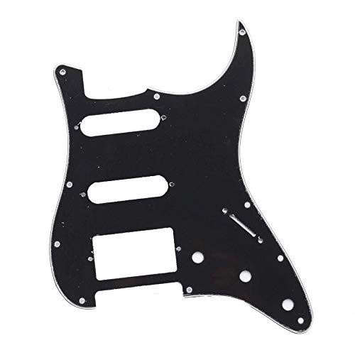 3-Ply 11-Hole Multi-Color Guitar Pickguard - Anti-Scratch Plate for ST FD Electric Guitar (Black-White) | Replacement Part for Guitar Repair & Customization