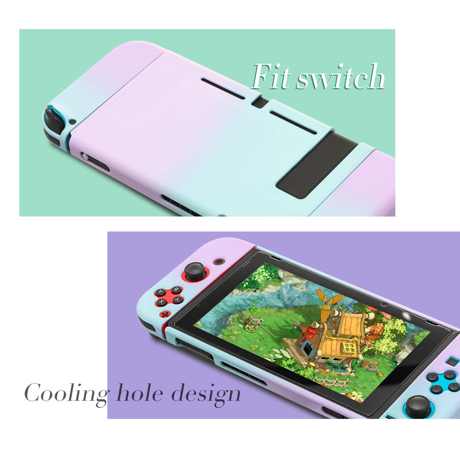 Durable Hard Protective Case for Nintendo Switch - Shockproof & Scratch-Resistant Cover for Nintendo Switch Console (Purple & Blue) - Perfect for Travel, Storage & Gaming On-The-Go