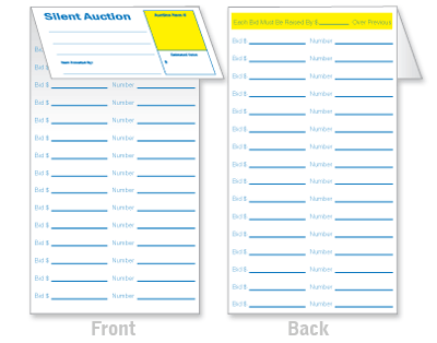 Silent Auction Bid Sheets - 4.25
