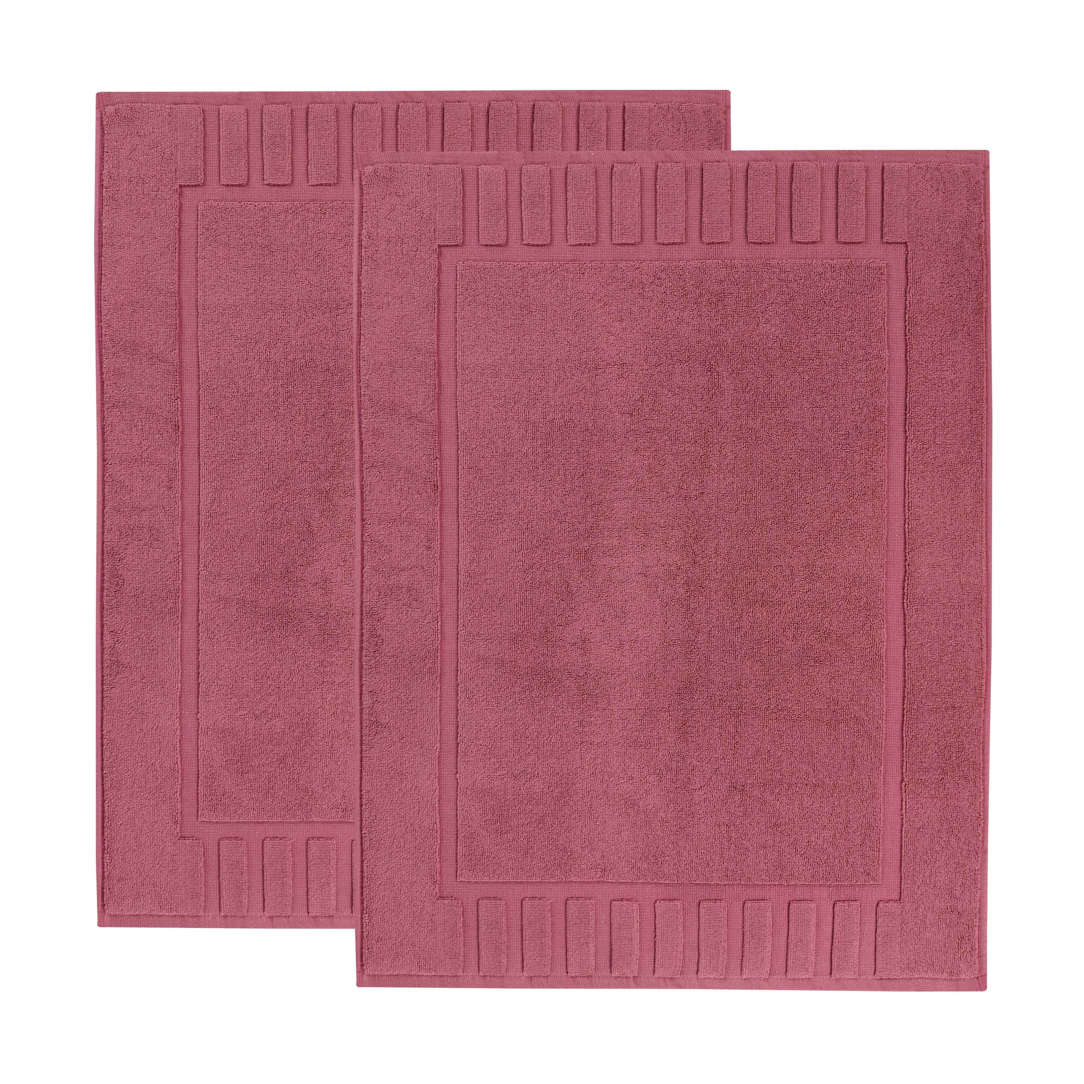 Premium Cotton Modern Geometric Border Bath Mat Set of 2 - Ultra Absorbent, Non-Slip, Quick Dry Bathroom Rug for Bath, Shower & Vanity Area