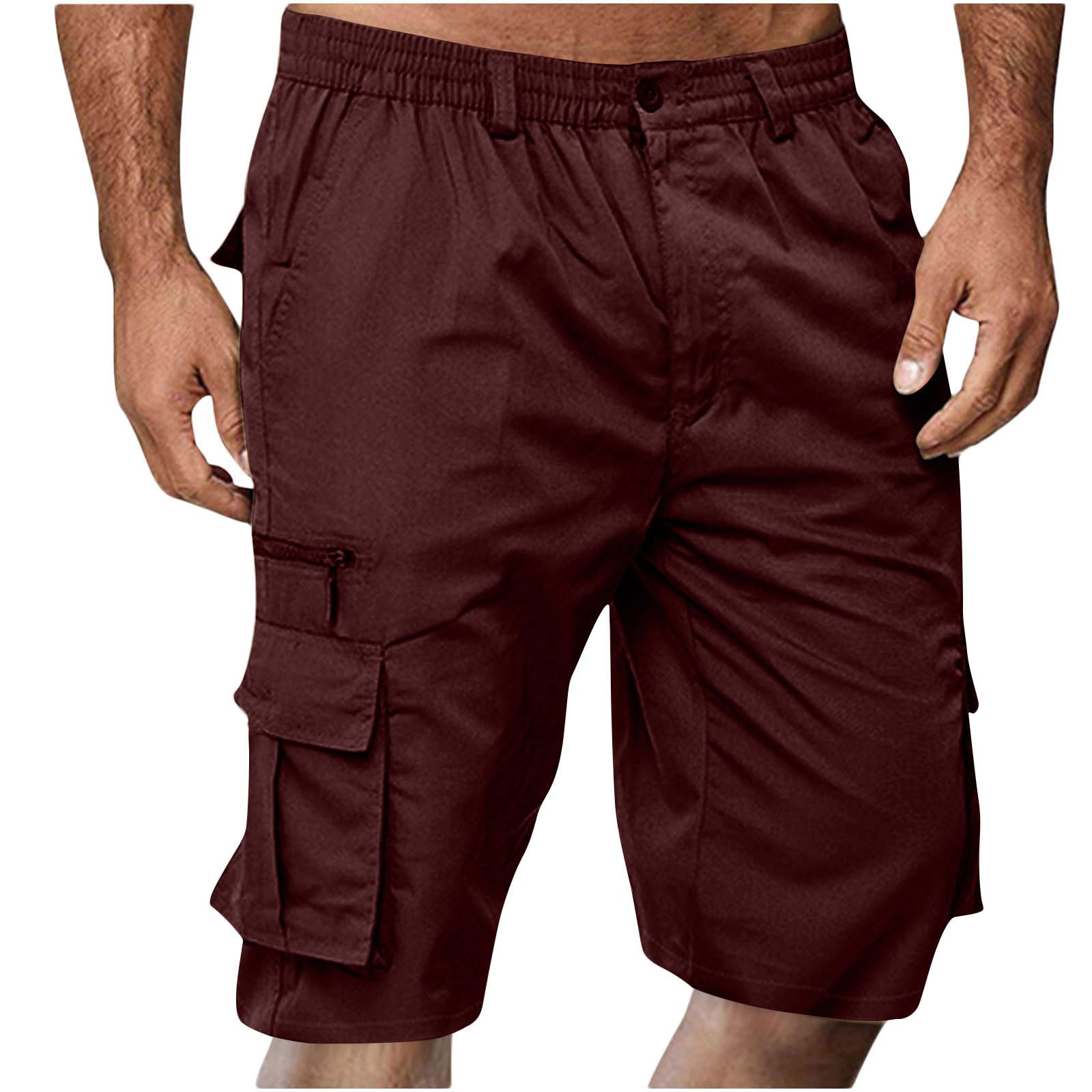 **Men's Lightweight Cargo Shorts with Elastic Waist & Multiple Pockets – Big & Tall Summer Work Shorts for Outdoor, Hiking & Casual Wear**