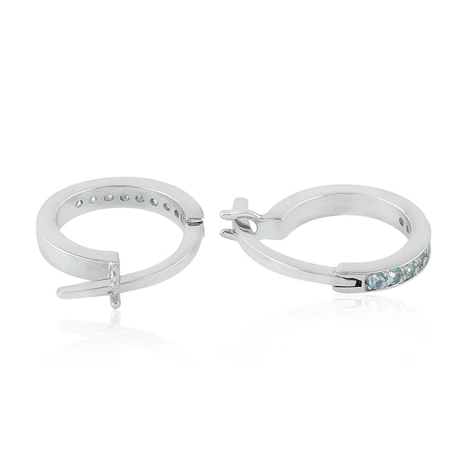 14K White Gold Blue Topaz Huggie Earrings for Women – Dainty Everyday Jewelry, Perfect for Gifts, Parties & Special Occasions