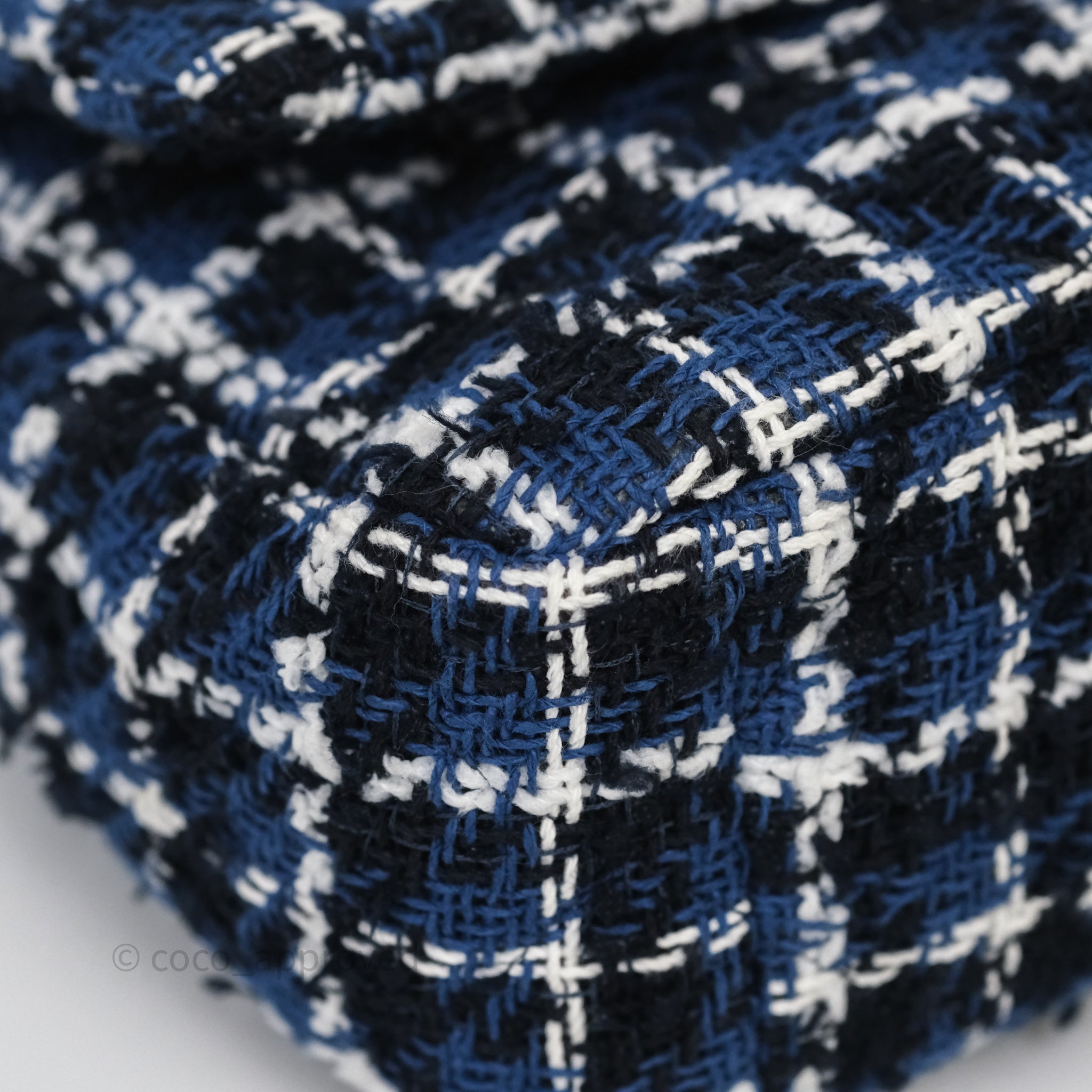Chanel 19 Small Handbag in Blue, White & Black Grid Tweed with Mixed Hardware - Perfect for Work, Travel & Evening Events