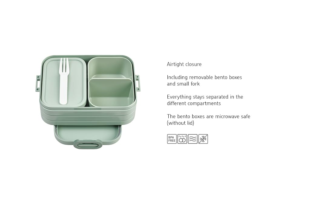 Mepal Bento Box Midi - Leakproof Sandwich & Snack Container for Adults - Perfect for 2 Sandwiches or 4 Bread Slices - Ideal for Office Lunch, School Meals & Picnics - Vivid Blue
