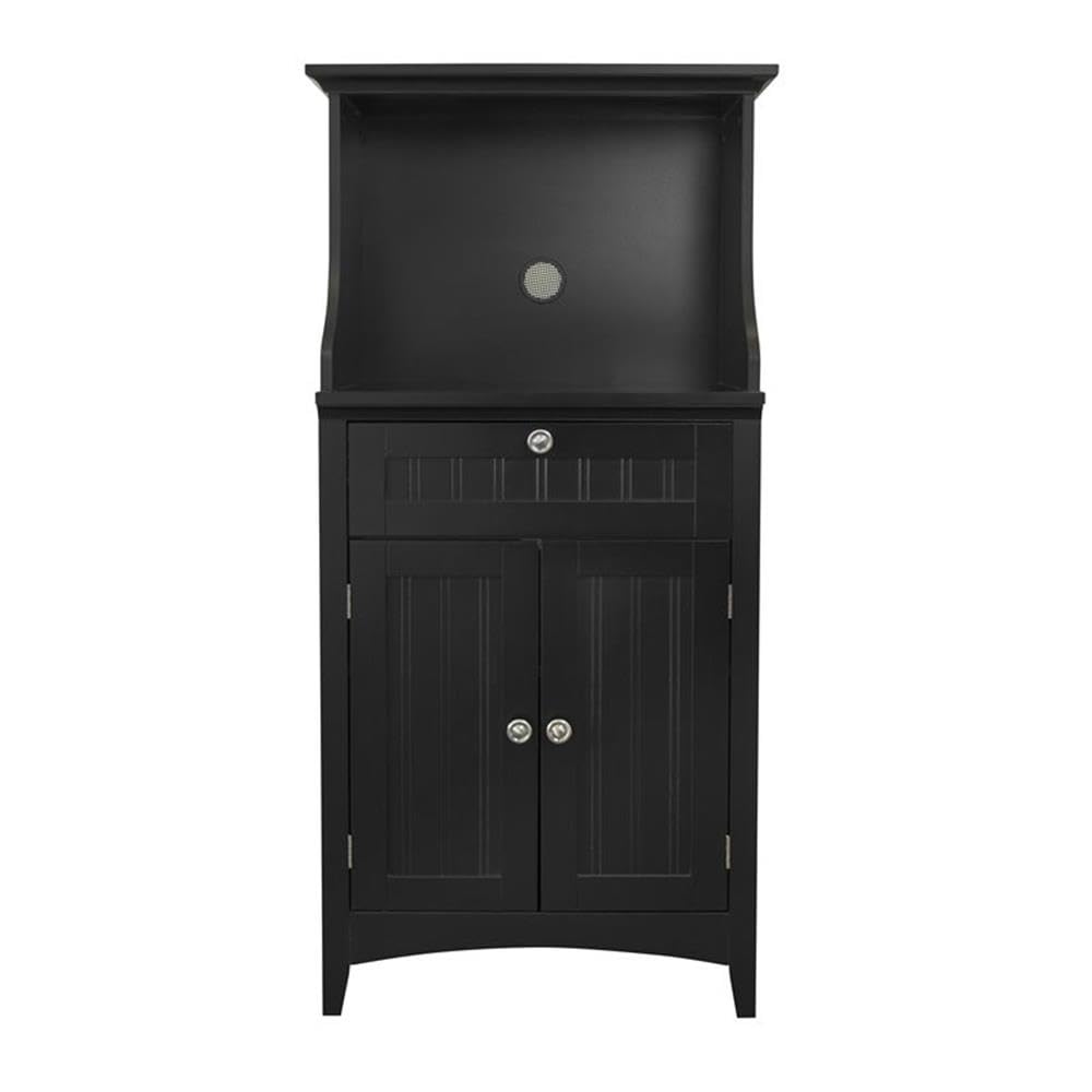 Black Microwave & Coffee Maker Utility Cabinet with Drawer - Compact Storage Solution for Home & Office - Perfect for Small Spaces, Kitchens, Break Rooms & Dorm Rooms